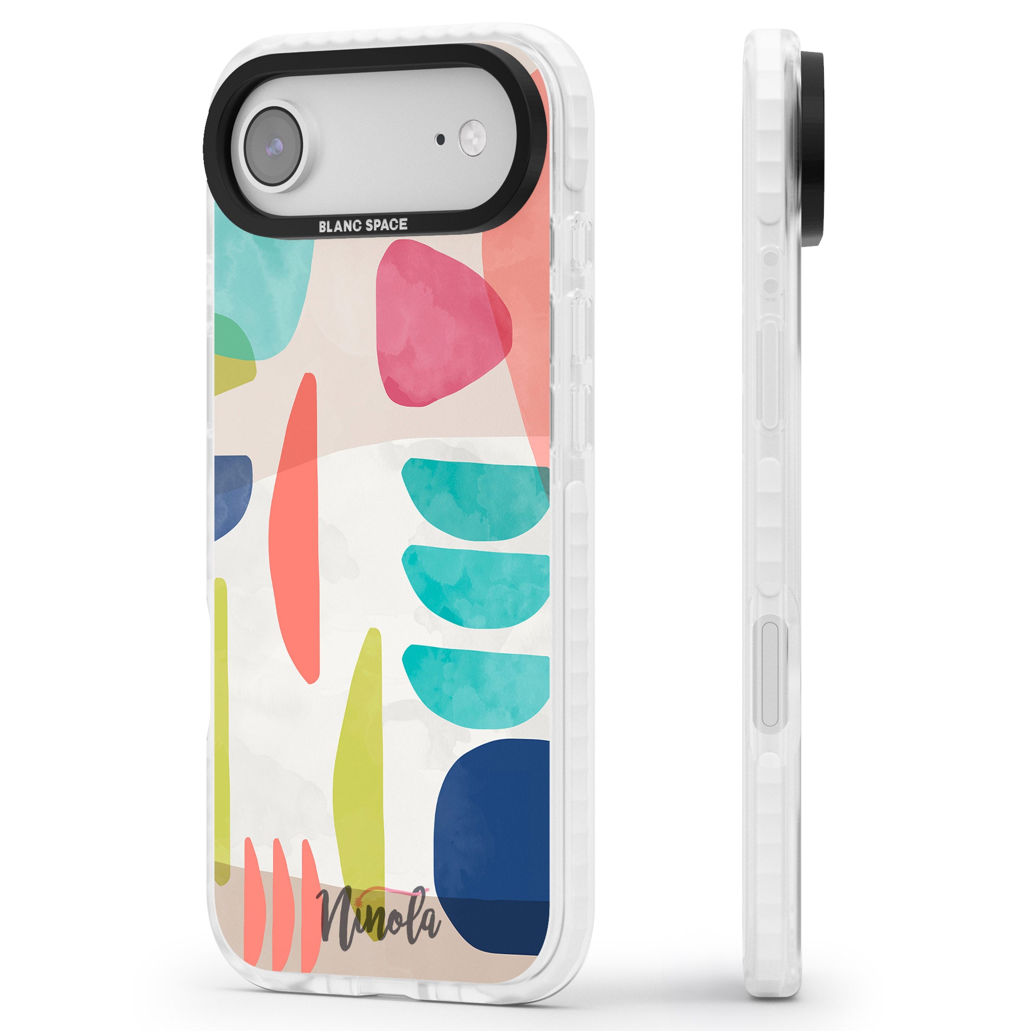 Bold Colorful Shapes iPhone 17 Air Impact Pro Clear Phone Case Side Profile