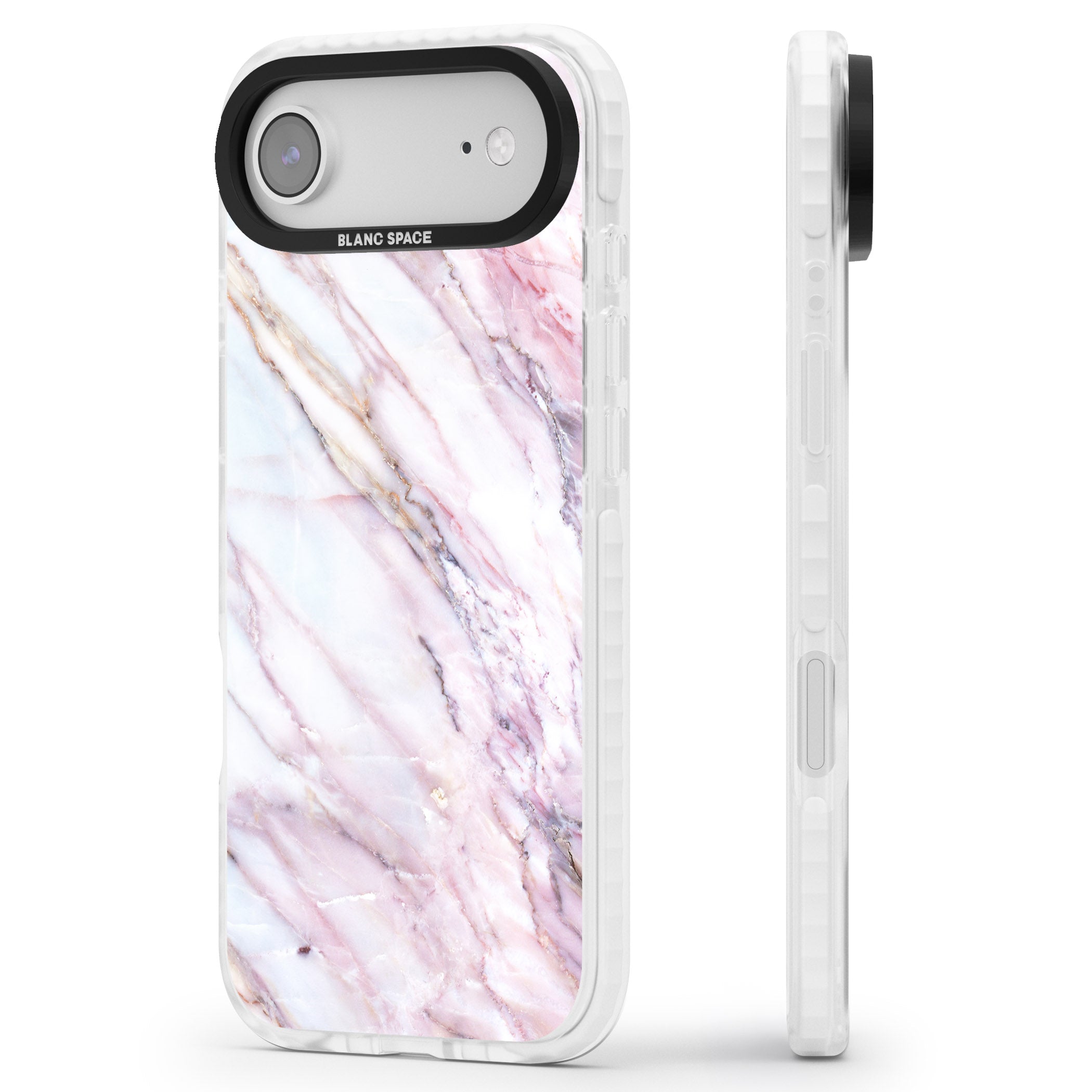 Blush Marble Glow iPhone 17 Air Impact Pro Clear Phone Case Side Profile