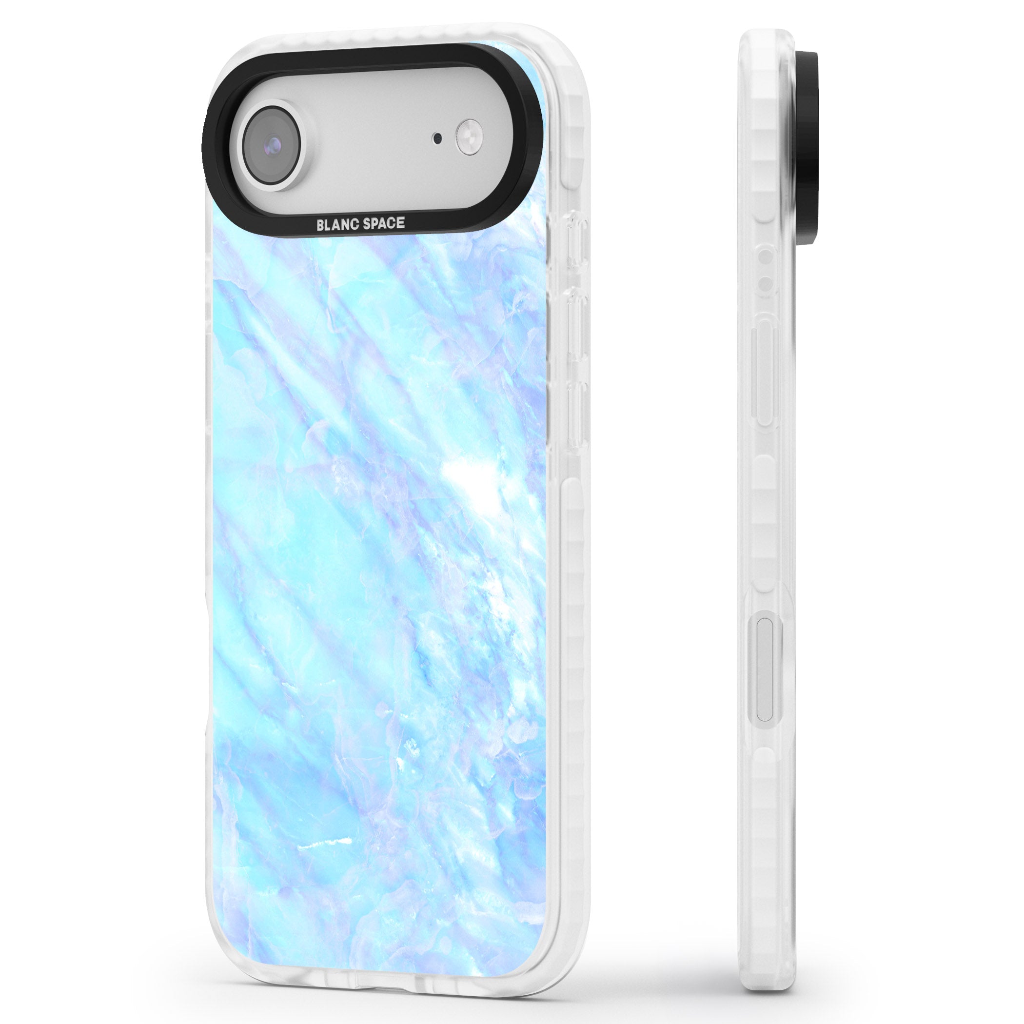 Iridescent Crystal Marble iPhone 17 Air Impact Pro Clear Phone Case Side Profile