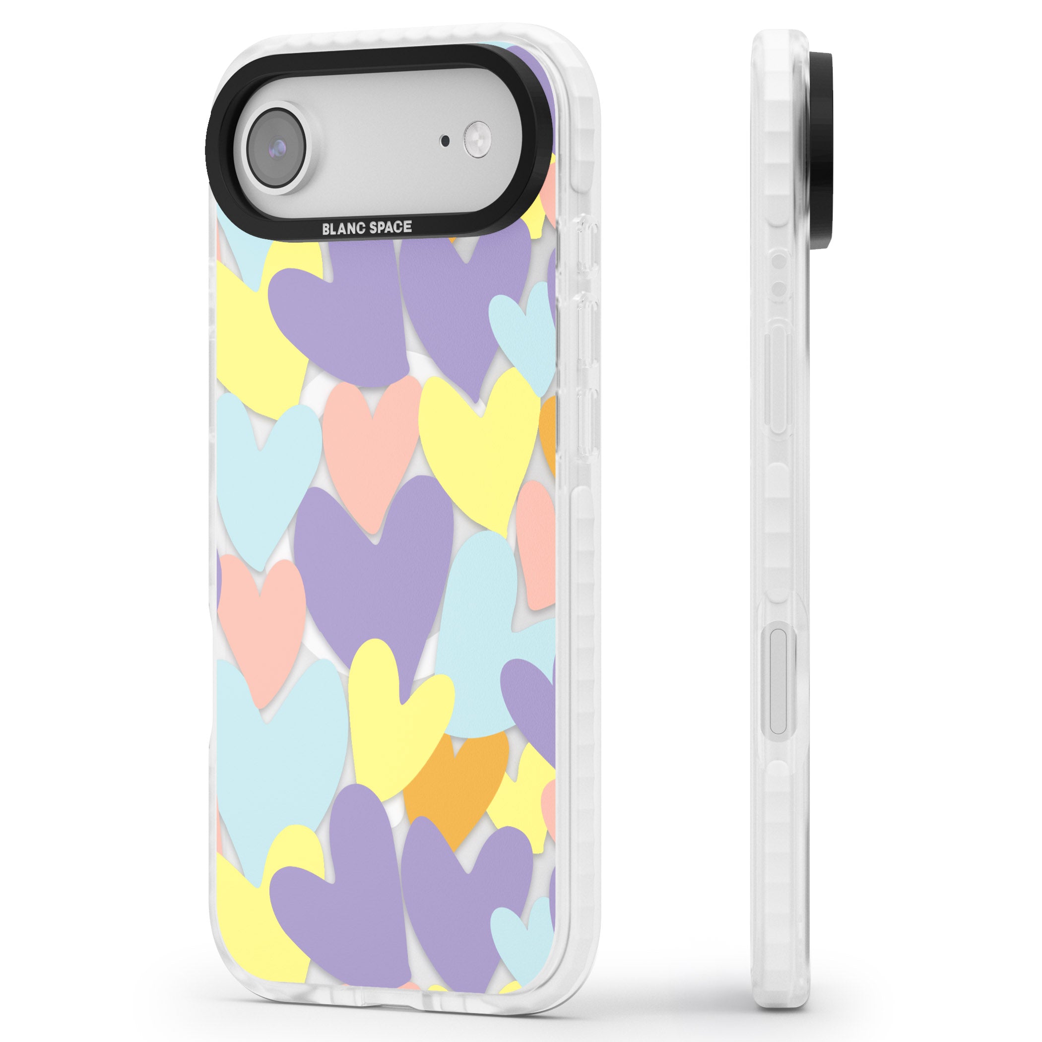 Pastel Hearts iPhone 17 Air Impact Pro Clear Phone Case Side Profile