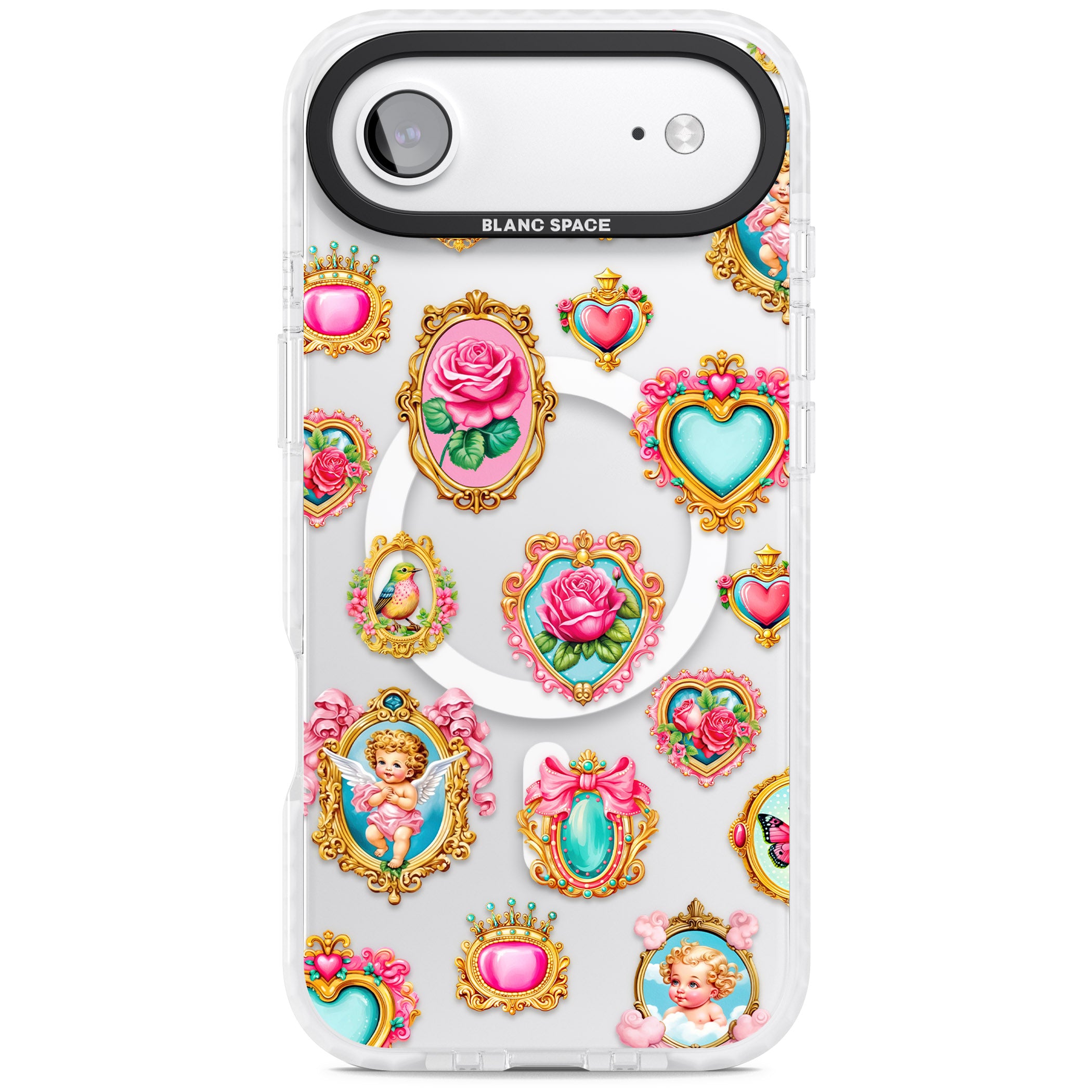 Angelcore Hearts Frames iPhone 17 Air Impact Pro Clear Phone Case