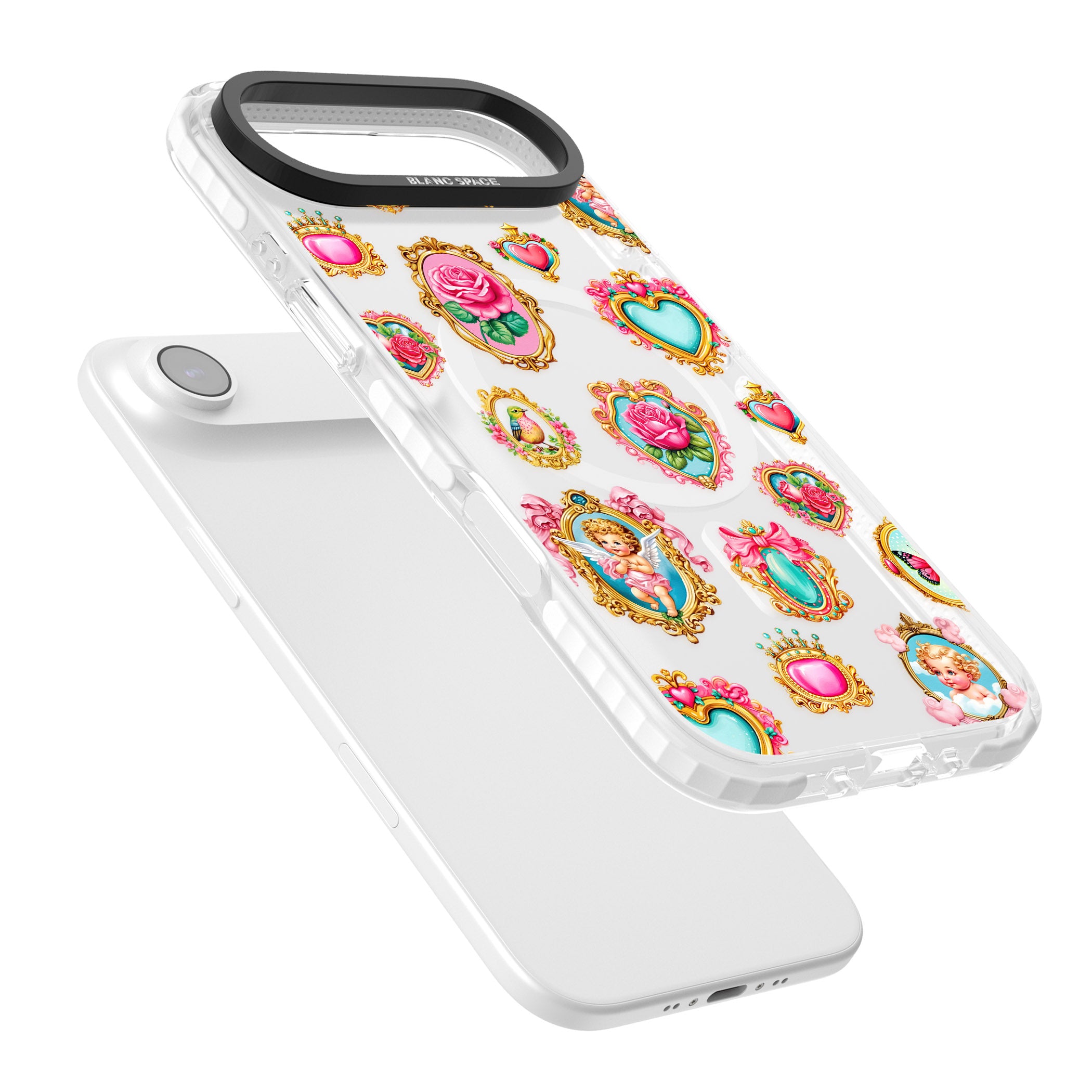 Angelcore Hearts Frames iPhone 17 Air Impact Pro Clear Phone Case Colours