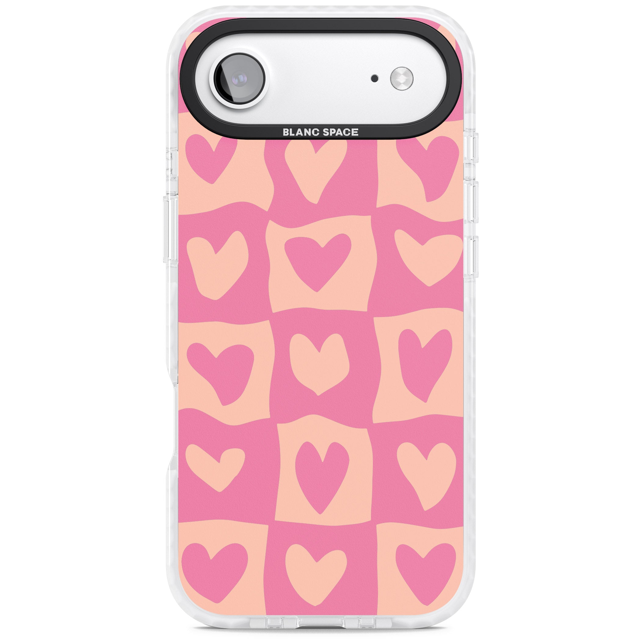 Pink Wavy Checked Hearts iPhone 17 Air Impact Pro Clear Phone Case