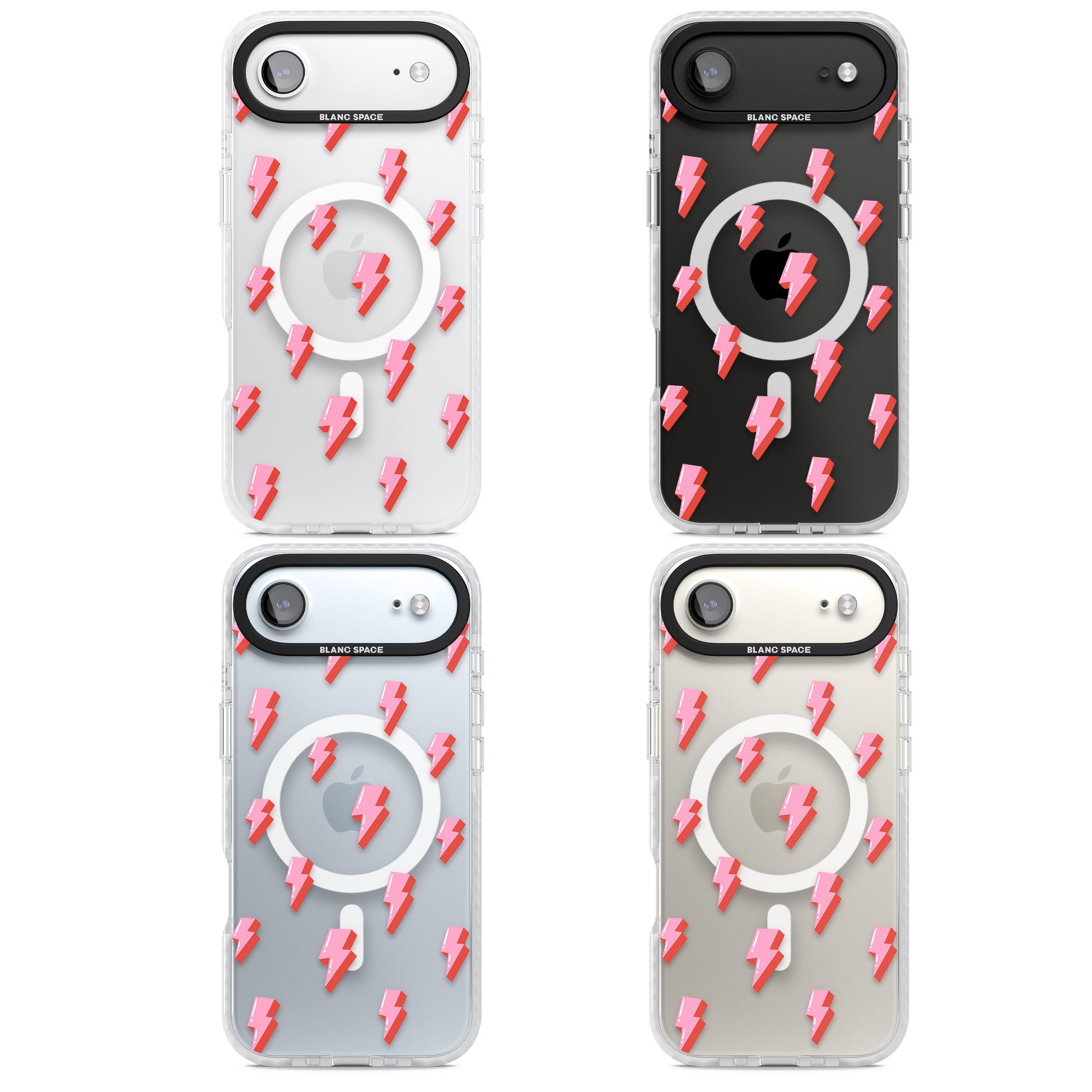 Pink Bolt Pattern iPhone 17 Air Impact Pro Clear Phone Case APT Impact Protection