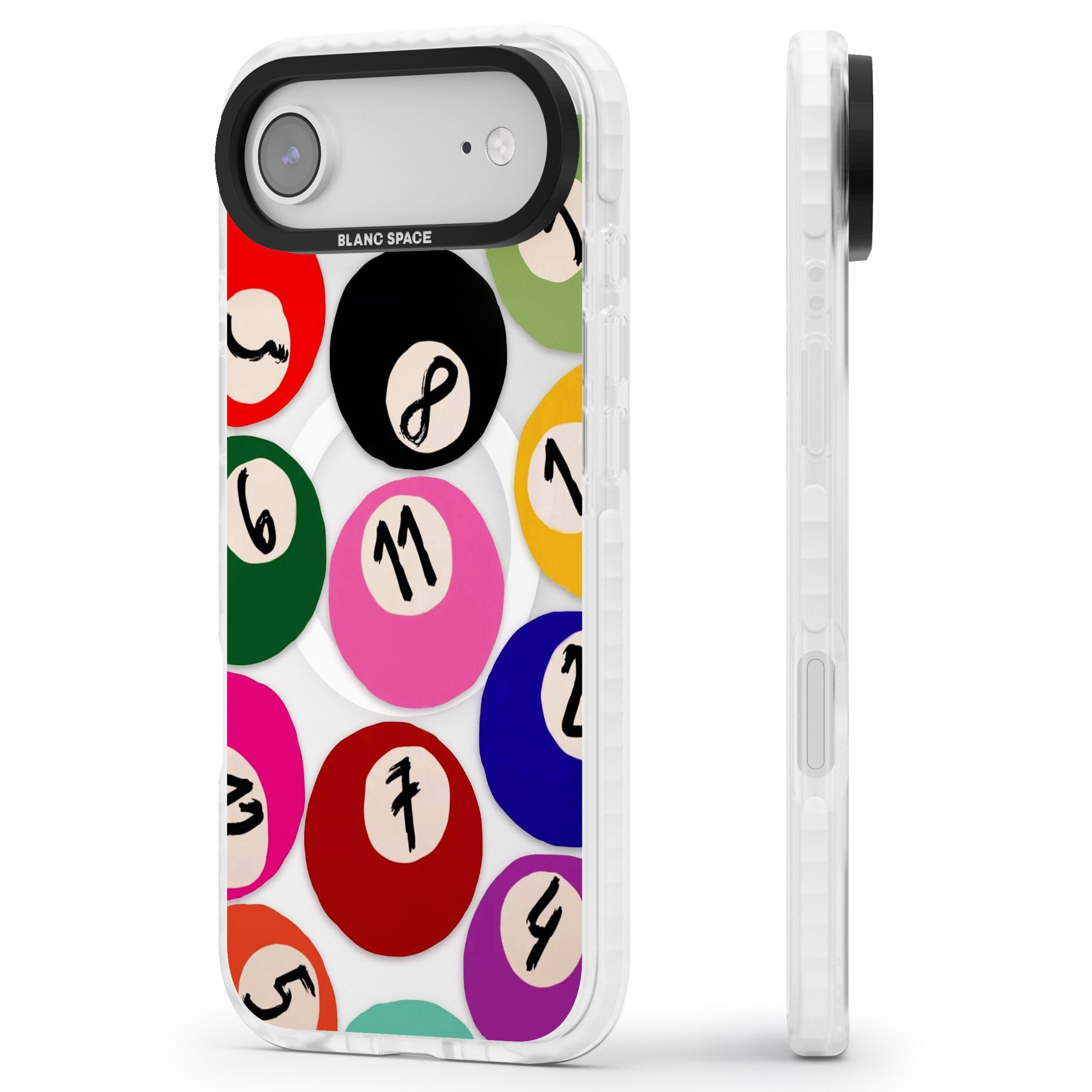 Pool Balls iPhone 17 Air Impact Pro Clear Phone Case Side Profile