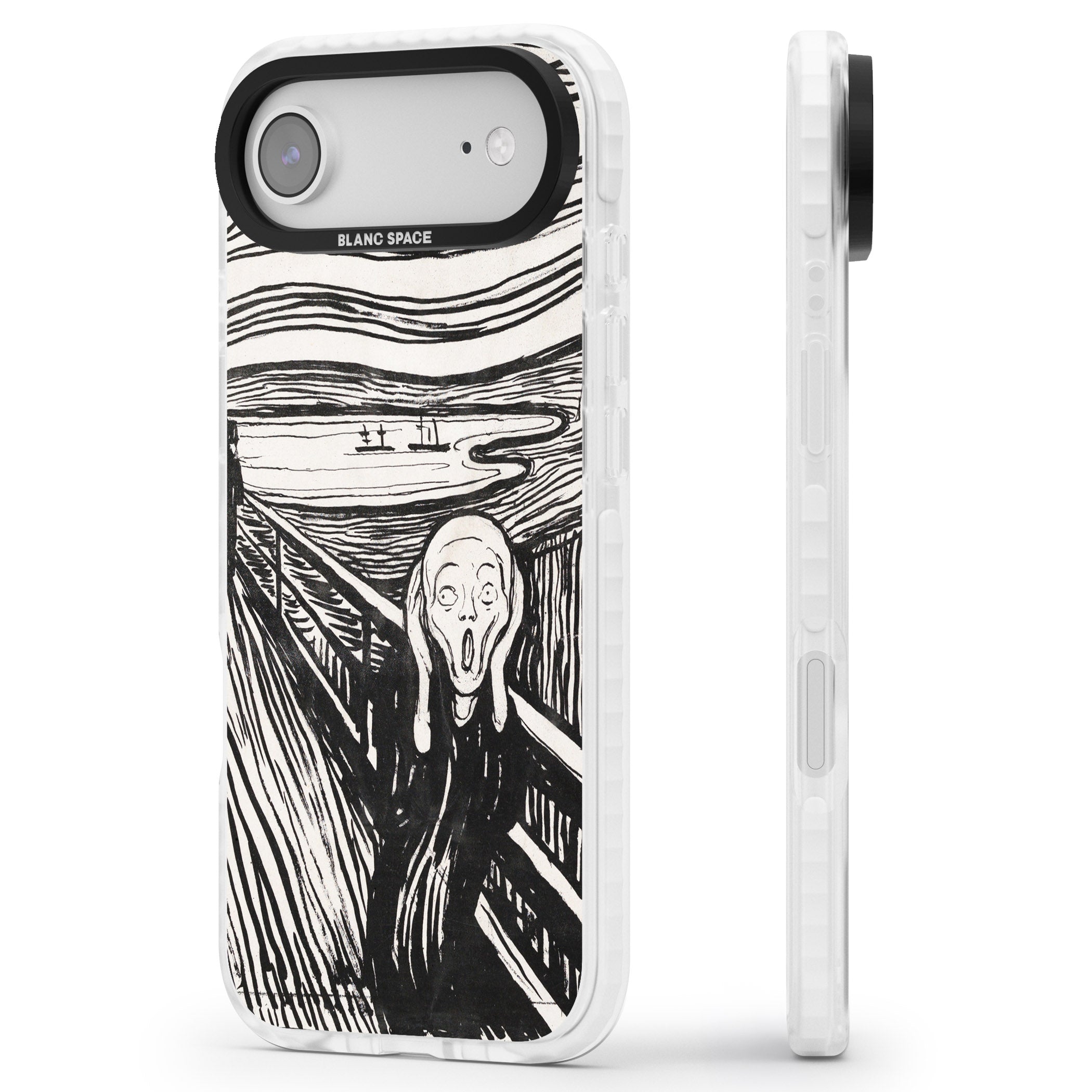 The Scream iPhone 17 Air Impact Pro Clear Phone Case Side Profile