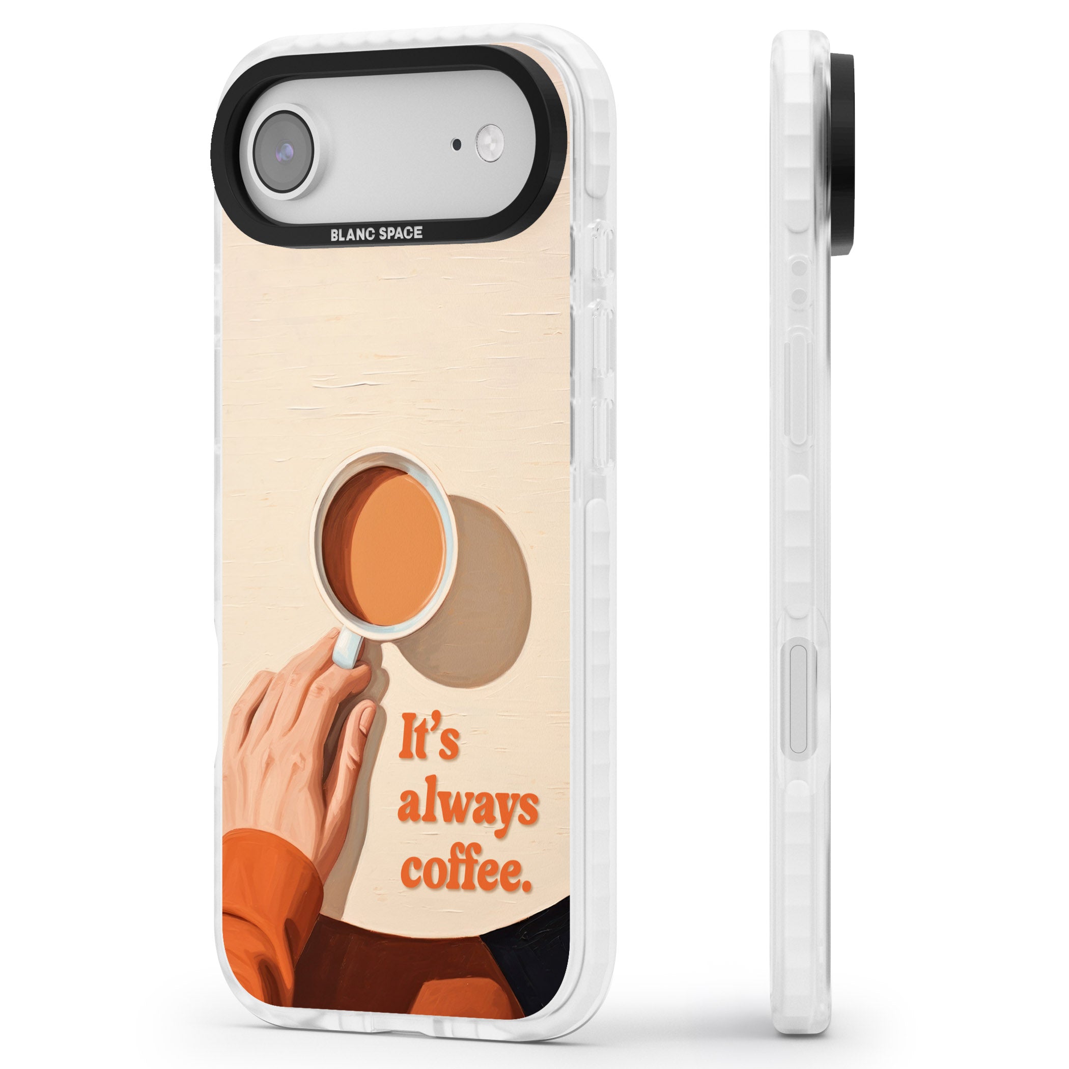 Its Always Coffee iPhone 17 Air Impact Pro Clear Phone Case Side Profile