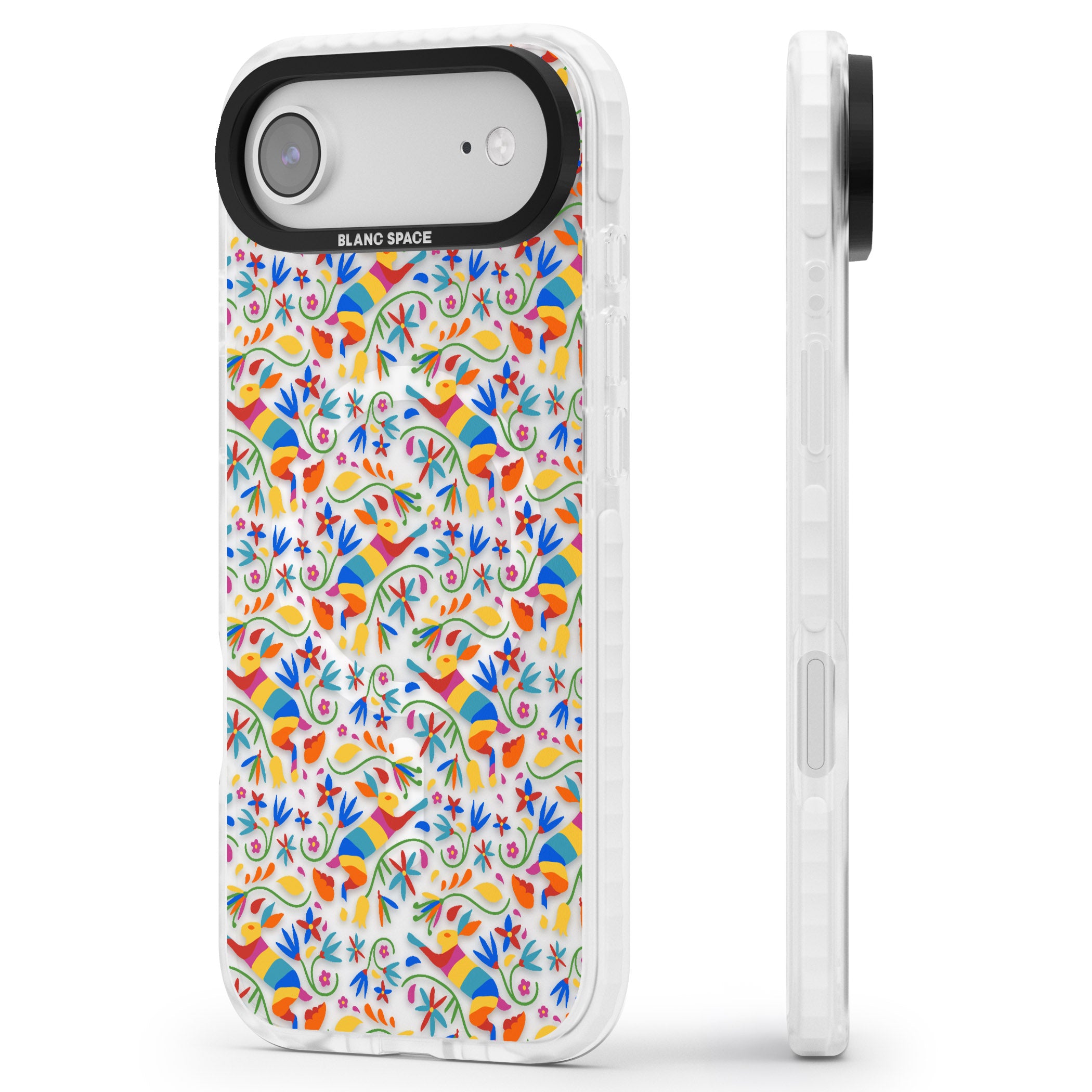 Vibrant Floral Mosaic iPhone 17 Air Impact Pro Clear Phone Case Side Profile