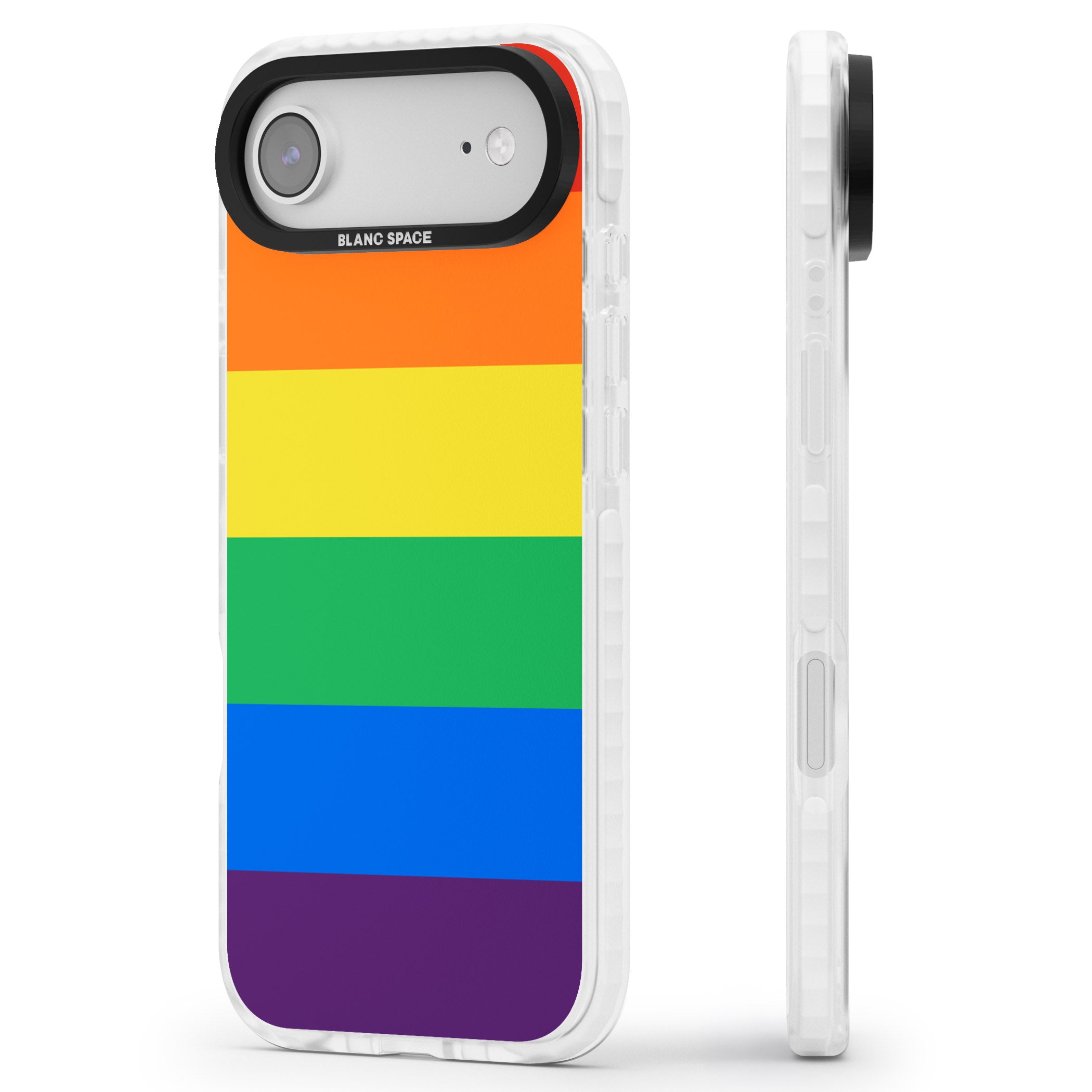 Rainbow Stripes iPhone 17 Air Impact Pro Clear Phone Case Side Profile