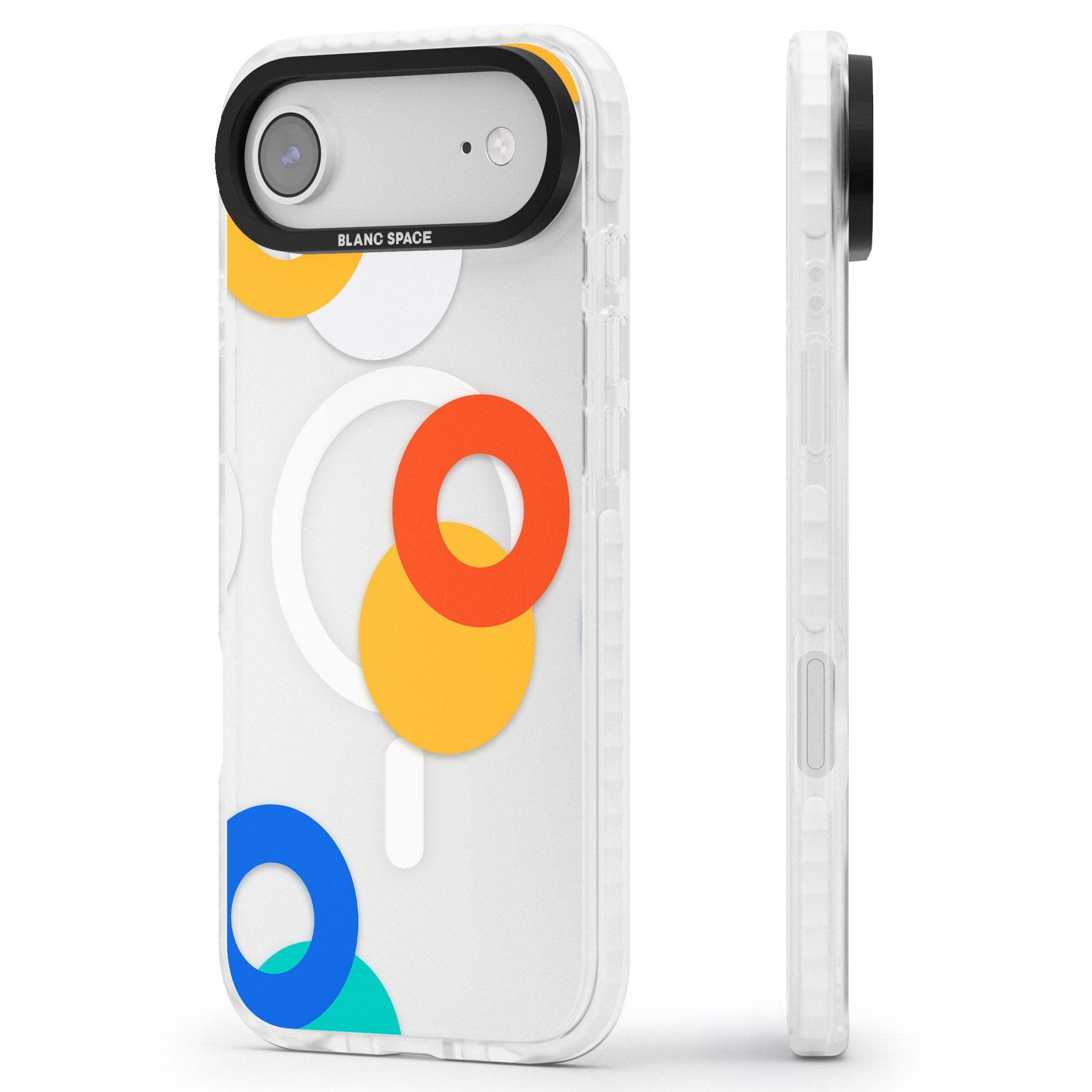 Abstract Mixed Circles iPhone 17 Air Impact Pro Clear Phone Case Side Profile