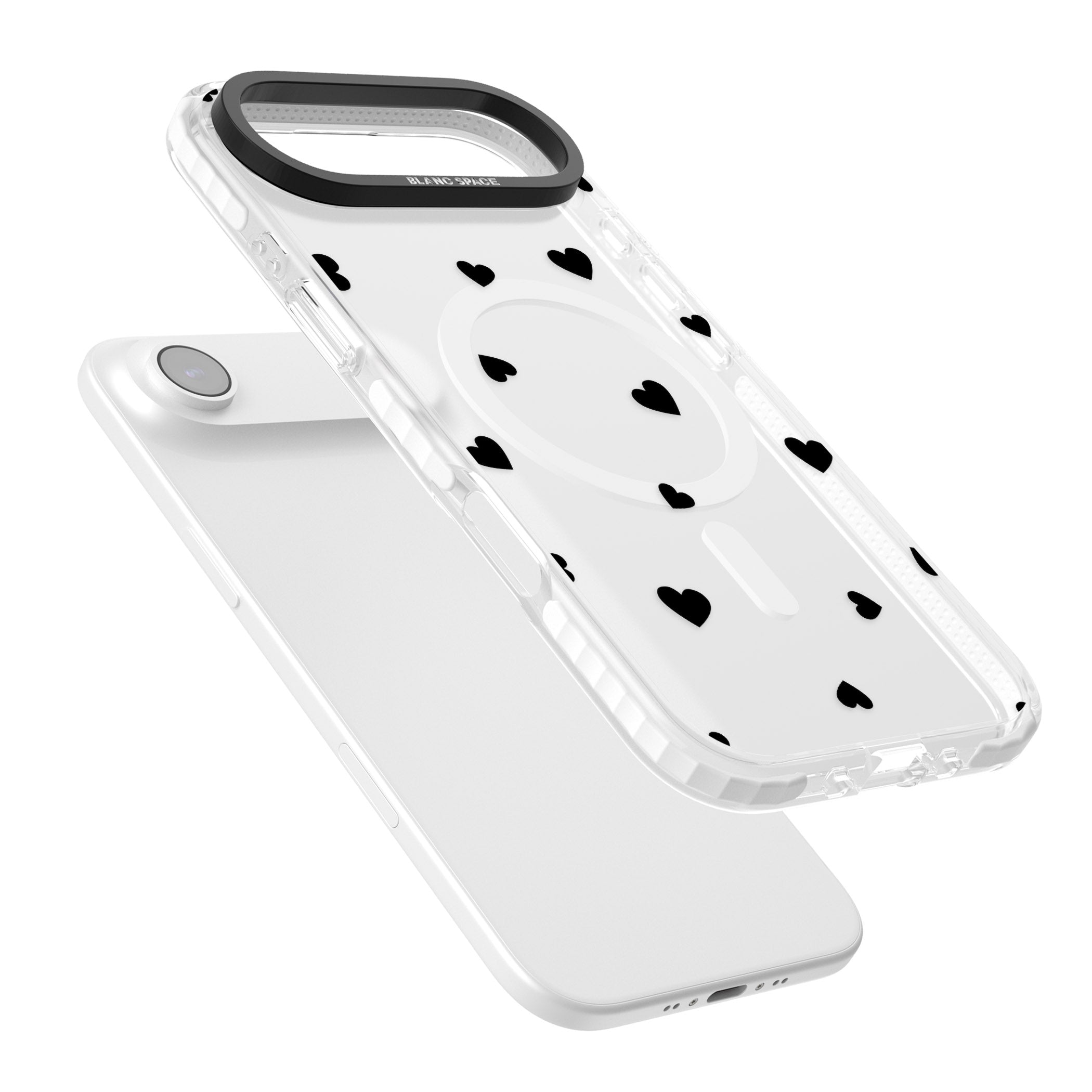 Black Hearts iPhone 17 Air Impact Pro Clear Phone Case Colours