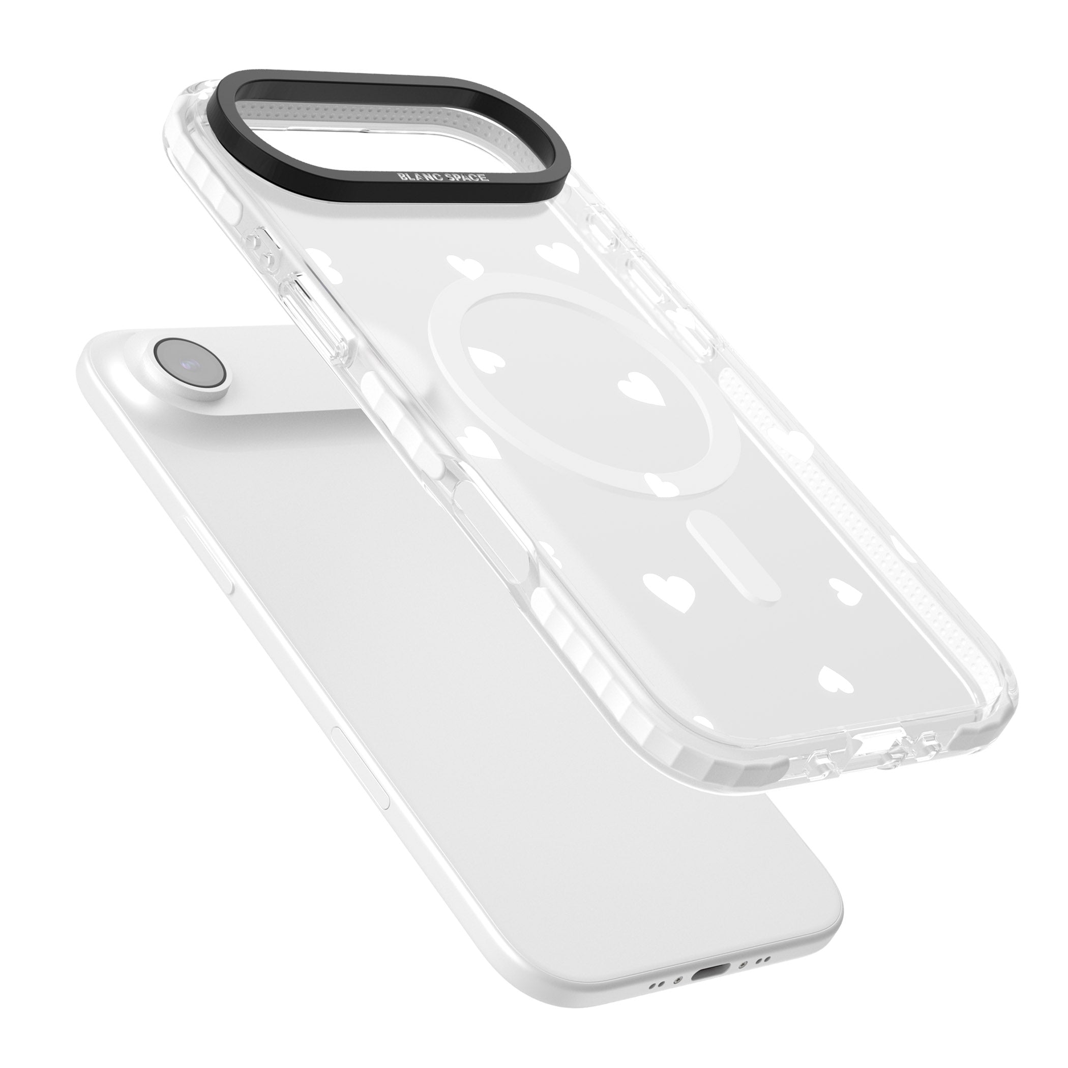 White Hearts iPhone 17 Air Impact Pro Clear Phone Case Colours