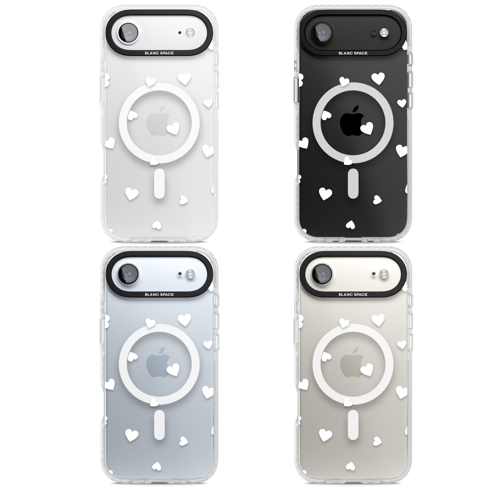 White Hearts iPhone 17 Air Impact Pro Clear Phone Case APT Impact Protection