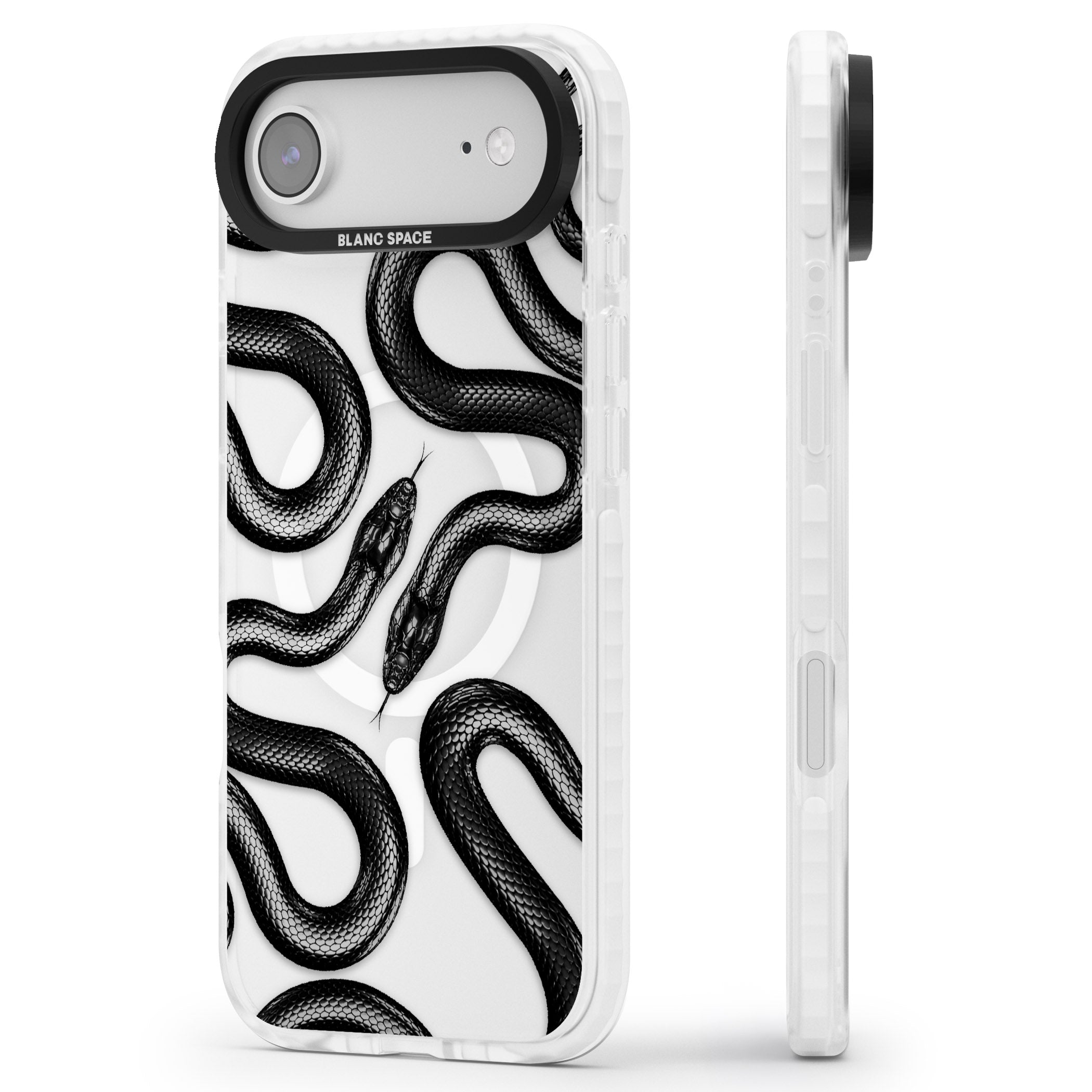 Black Kingsnake iPhone 17 Air Impact Pro Clear Phone Case Side Profile