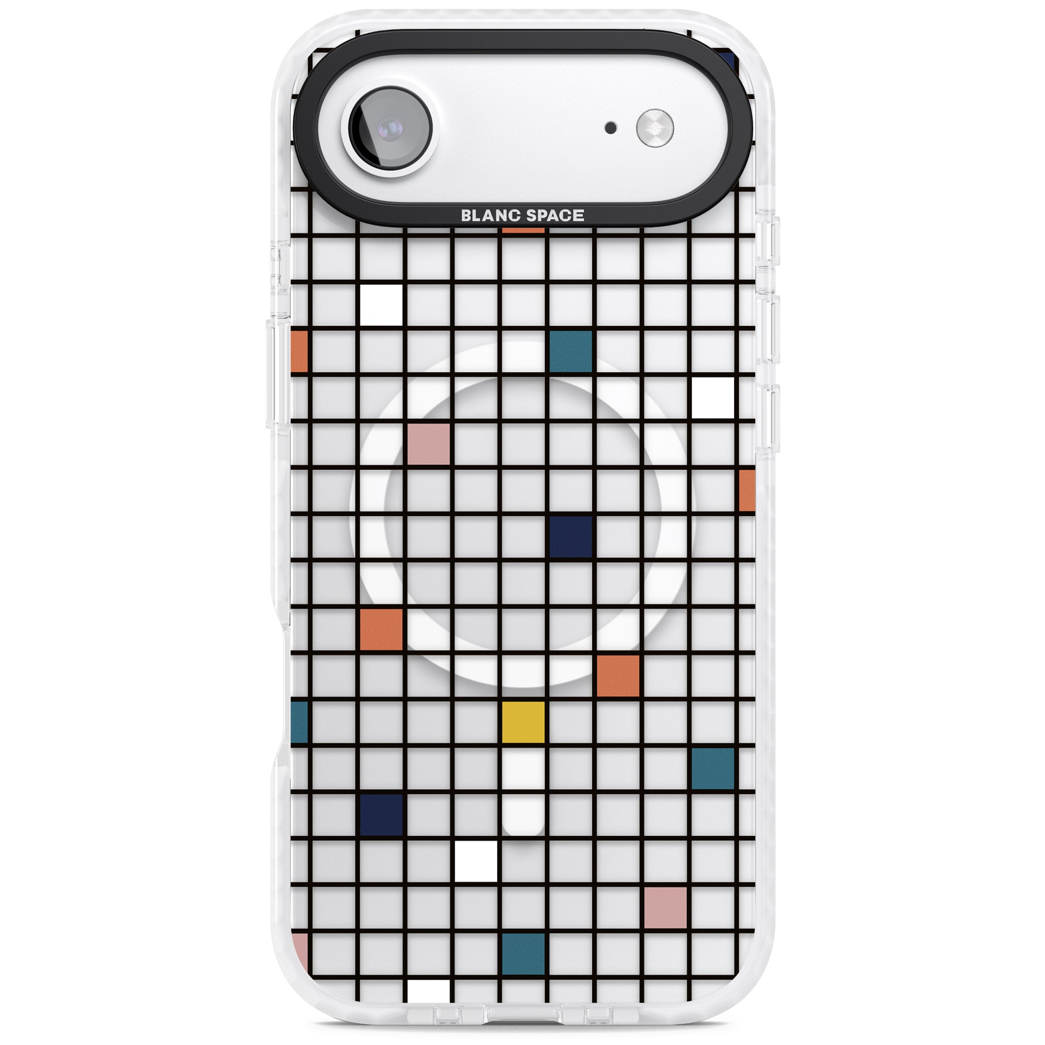 Earthtone Clear Geometric Grid iPhone 17 Air Impact Pro Clear Phone Case