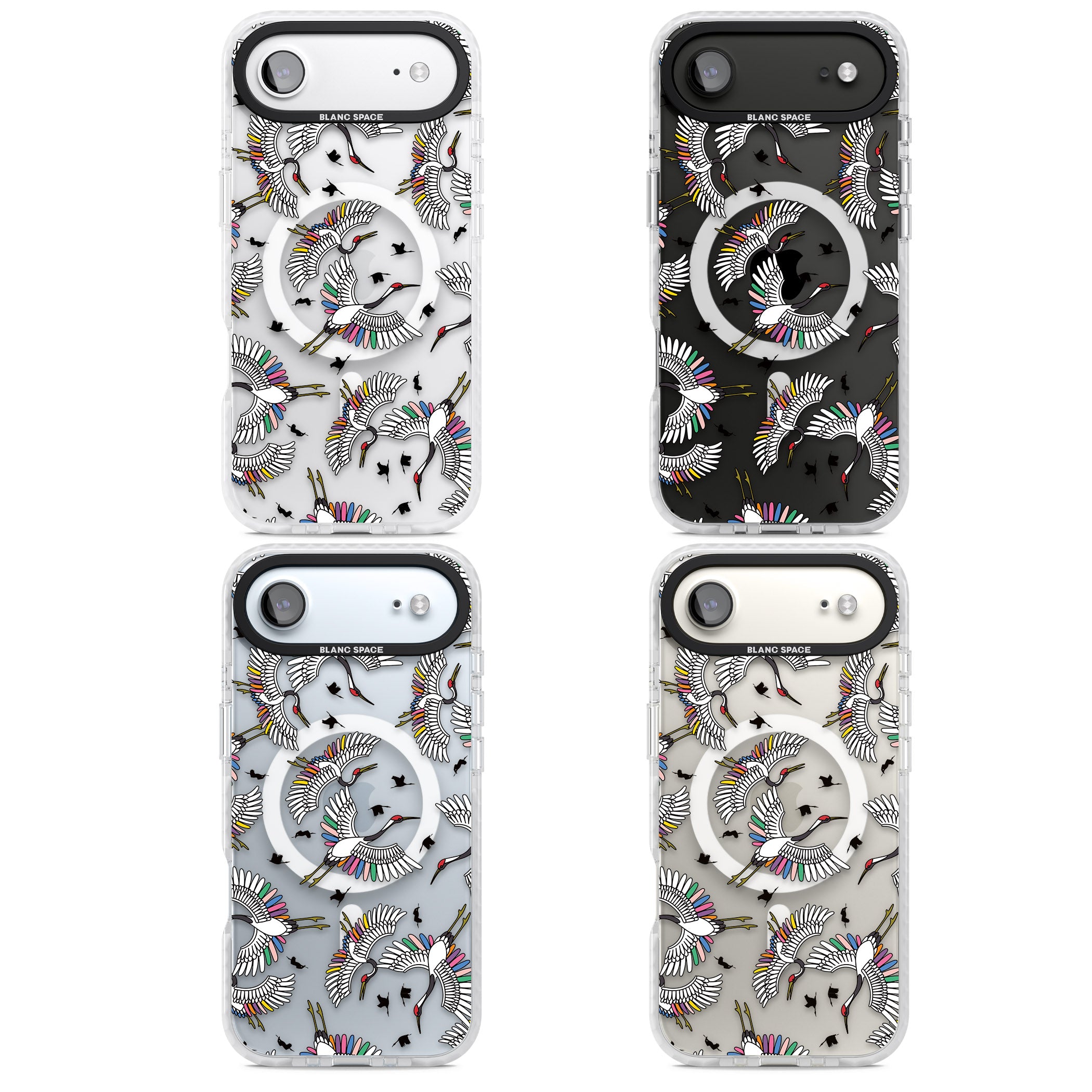 Colourful Crane Pattern iPhone 17 Air Impact Pro Clear Phone Case APT Impact Protection