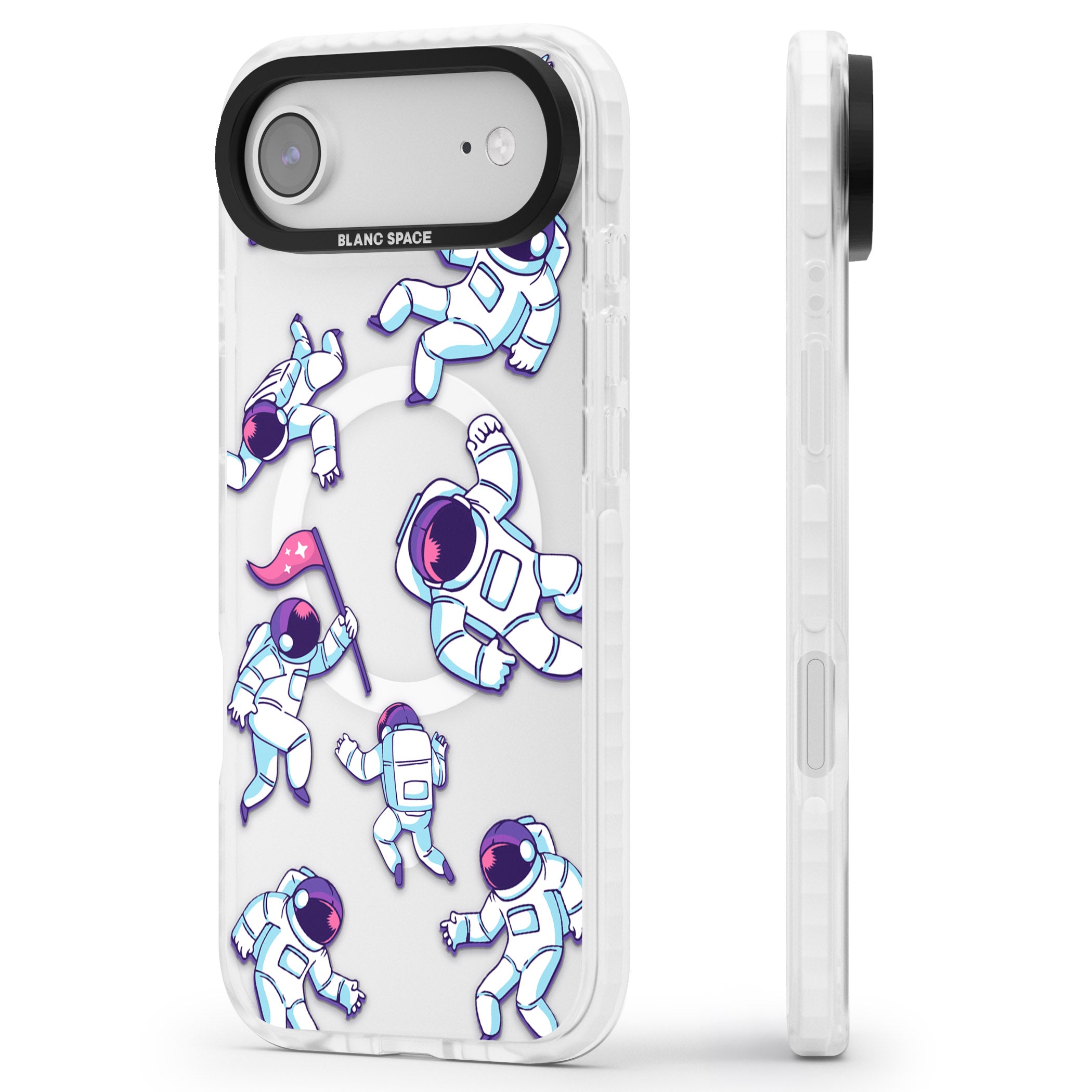 Astronaut Pattern iPhone 17 Air Impact Pro Clear Phone Case Side Profile