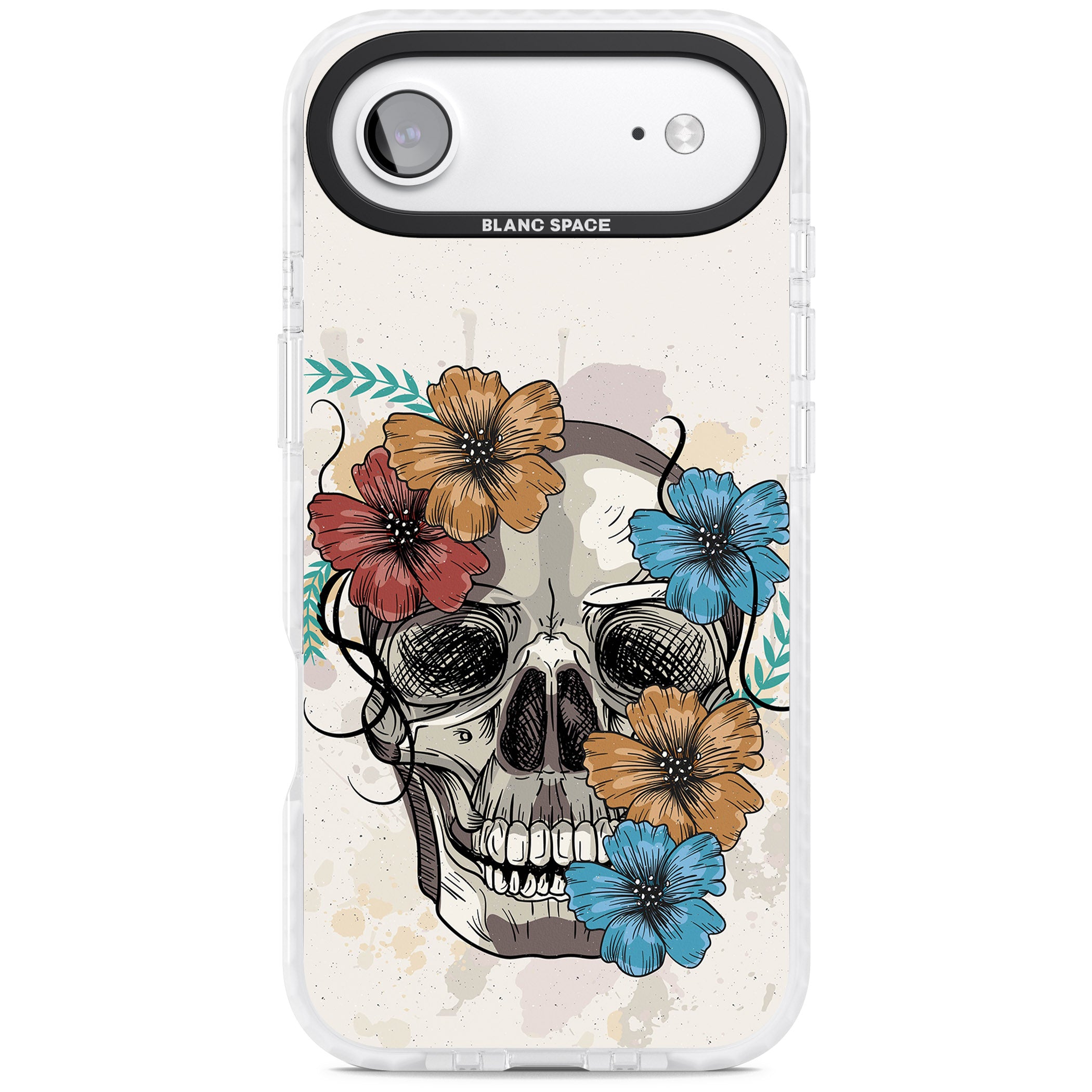 Sugar Skull Floral iPhone 17 Air Impact Pro Clear Phone Case