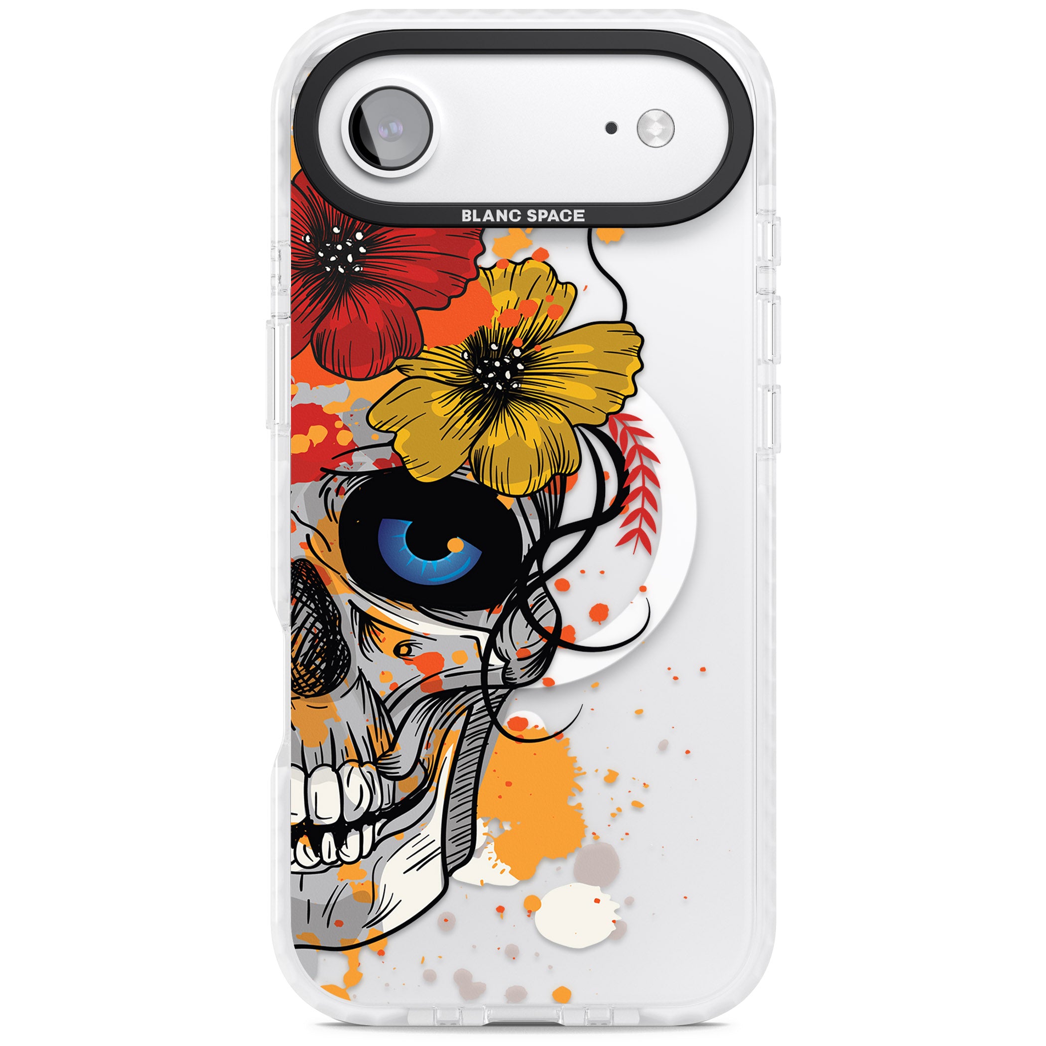 Sugar Skull Flowers iPhone 17 Air Impact Pro Clear Phone Case