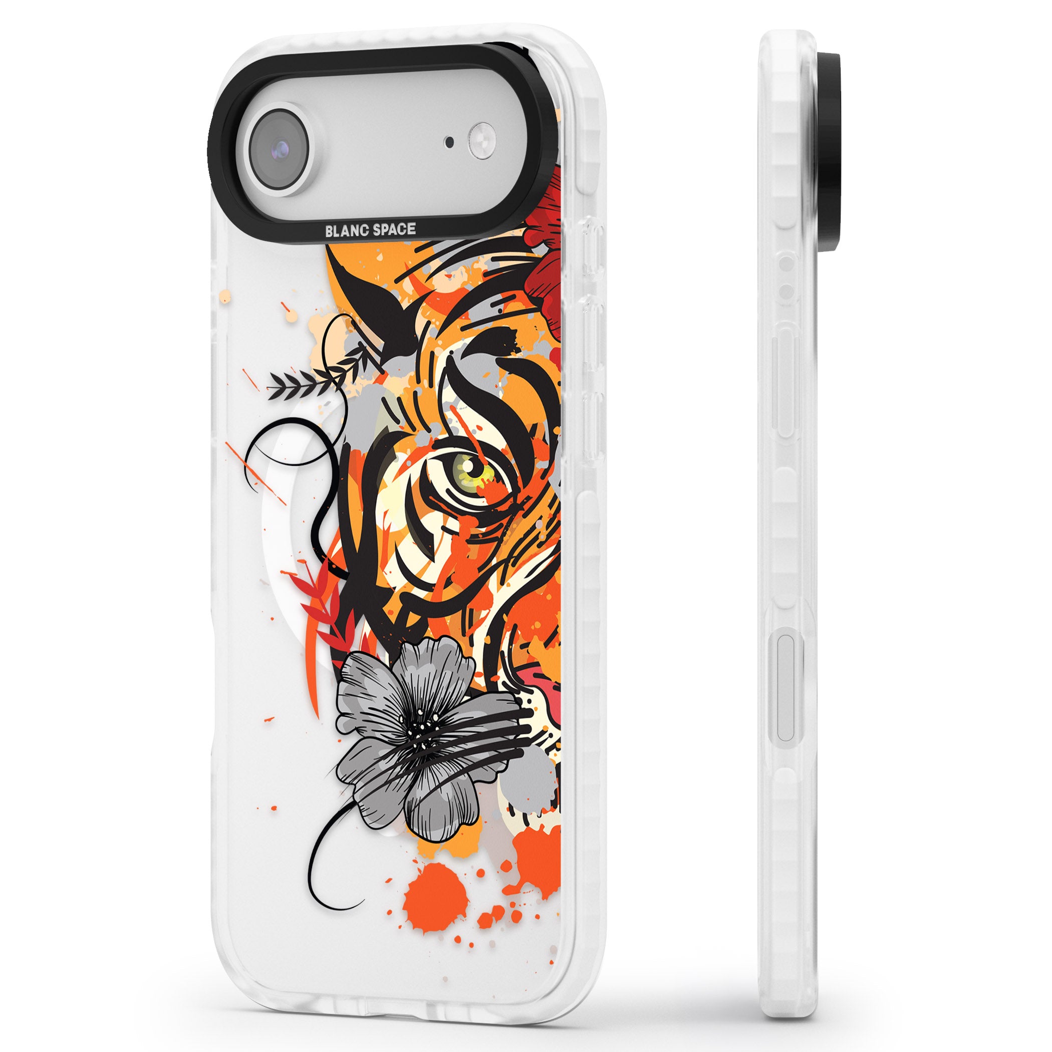 Sugar Skull Tiger iPhone 17 Air Impact Pro Clear Phone Case Side Profile