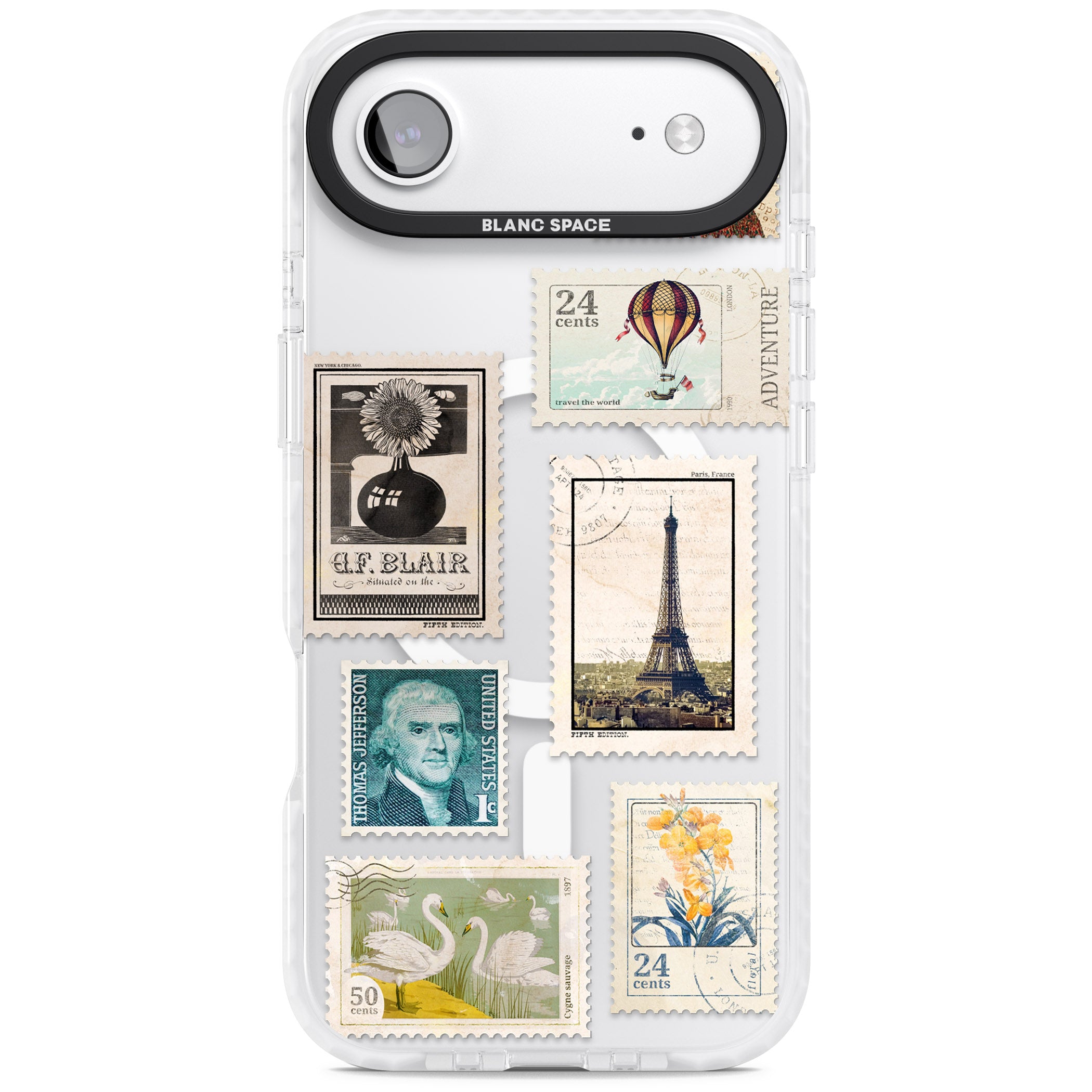 Vintage Stamps iPhone 17 Air Impact Pro Clear Phone Case