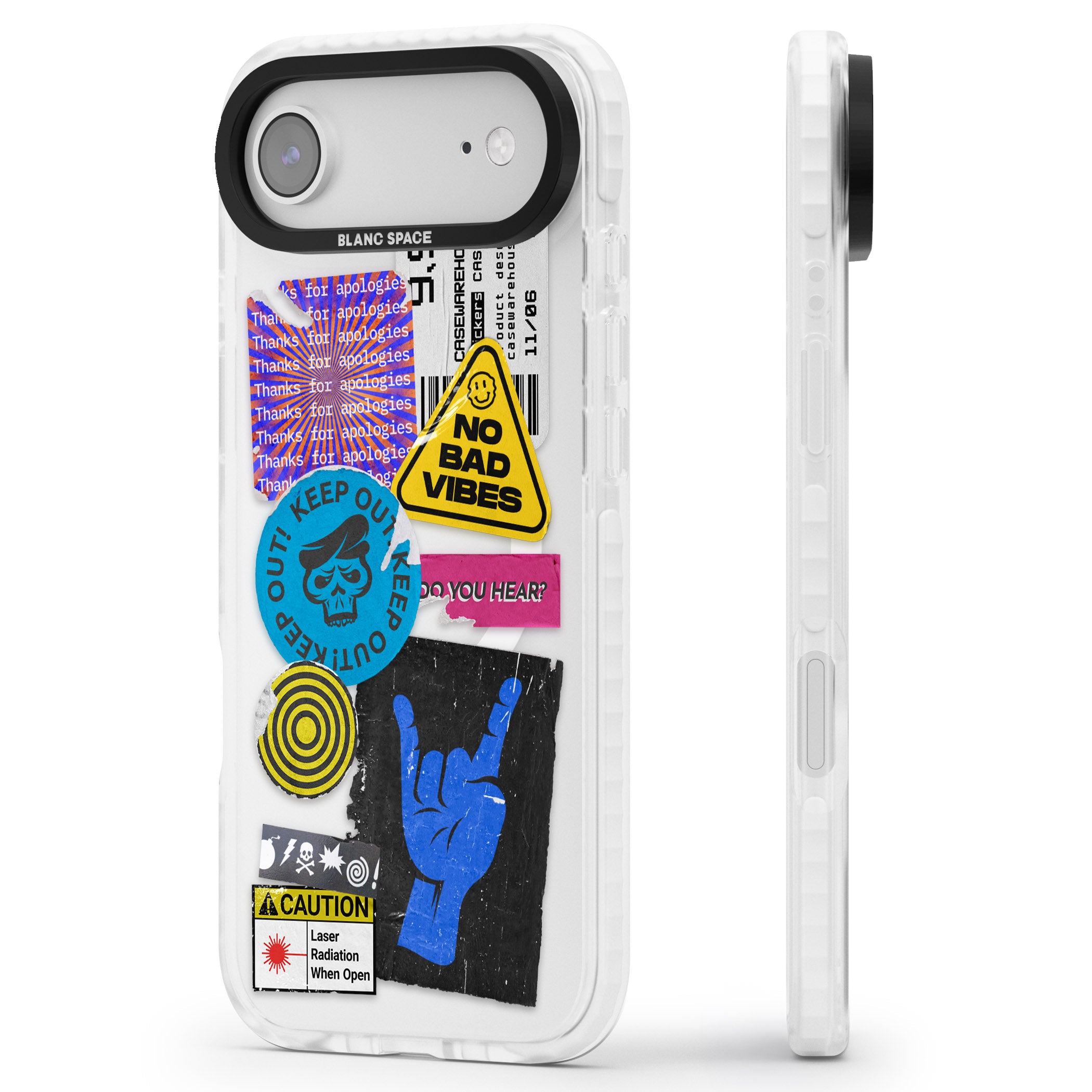 No Bad Vibes Sticker Mix iPhone 17 Air Impact Pro Clear Phone Case Side Profile