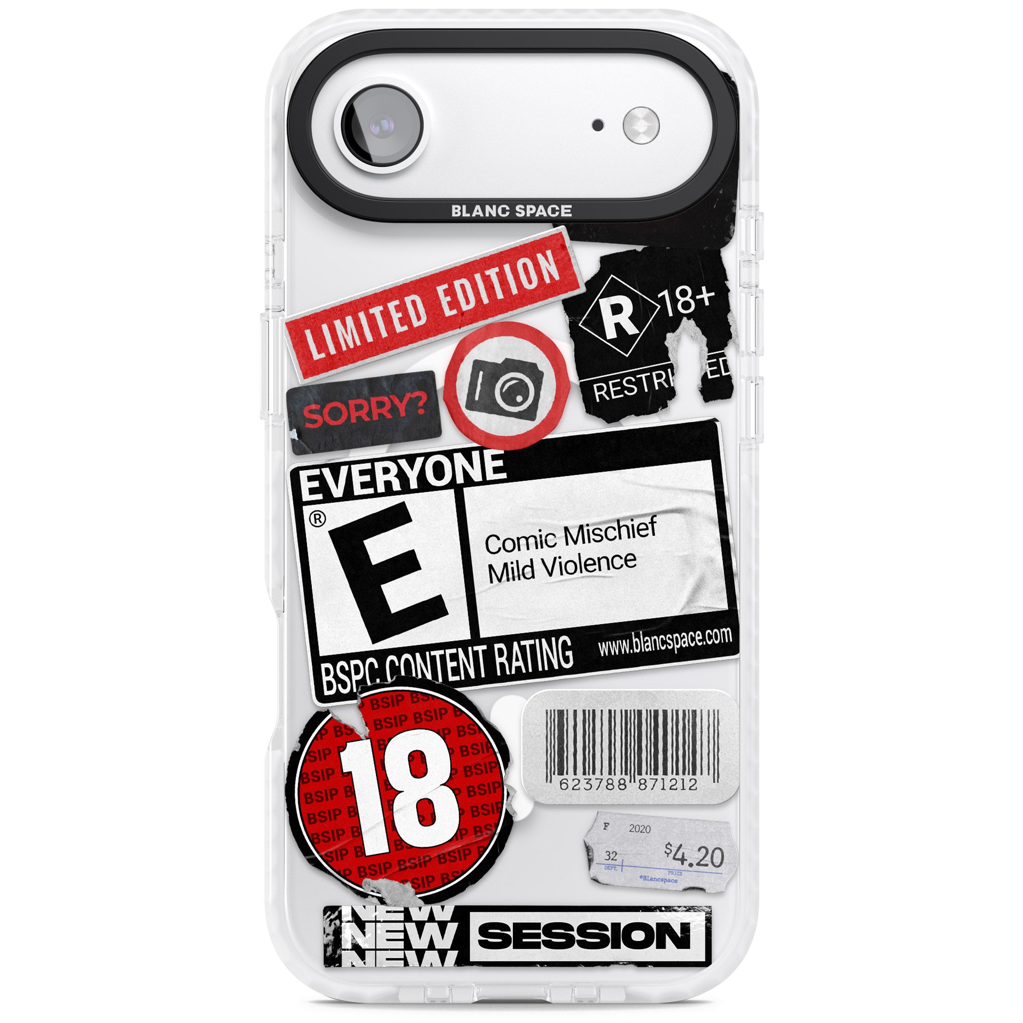 Rated 18+ Sticker Mix iPhone 17 Air Impact Pro Clear Phone Case