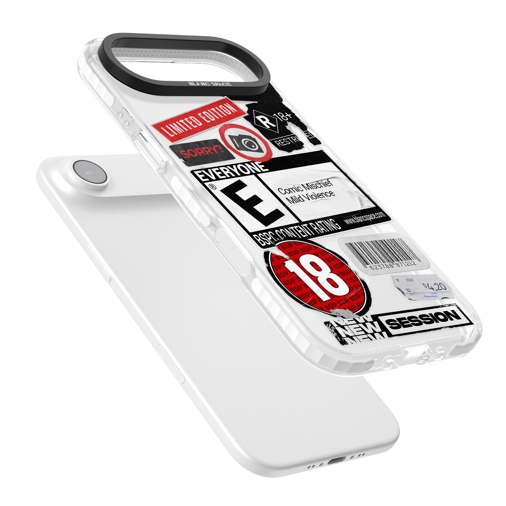 Rated 18+ Sticker Mix iPhone 17 Air Impact Pro Clear Phone Case Colours