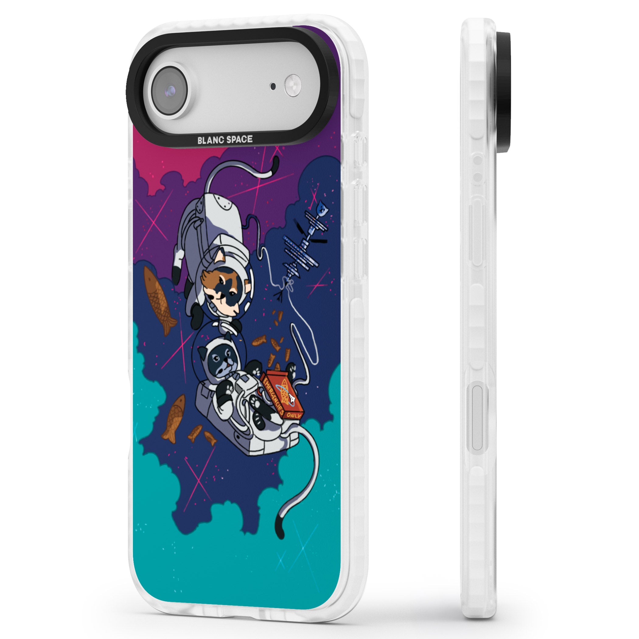 Cats In Space iPhone 17 Air Impact Pro Clear Phone Case Side Profile