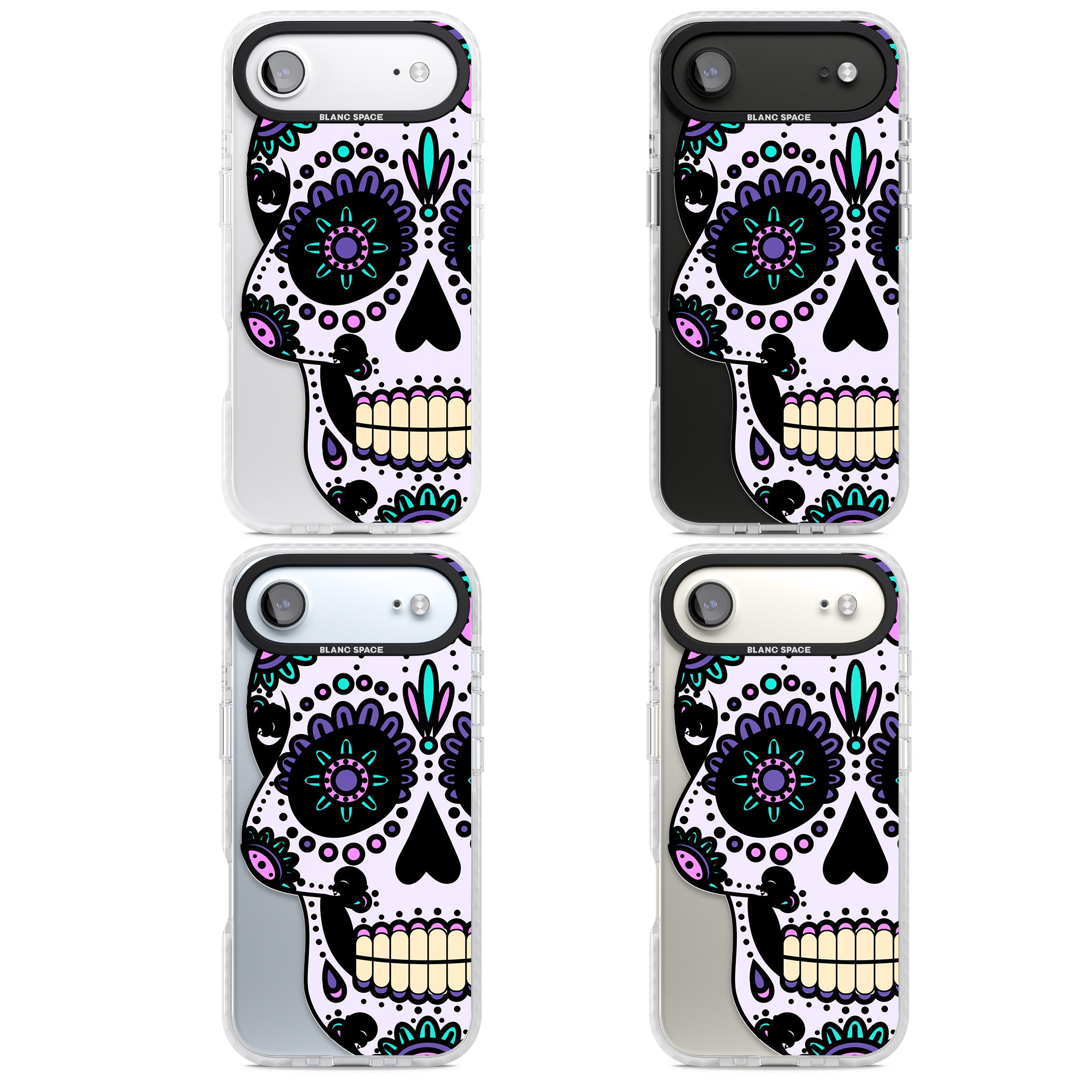 Violet Sugar Skull iPhone 17 Air Impact Pro Clear Phone Case APT Impact Protection