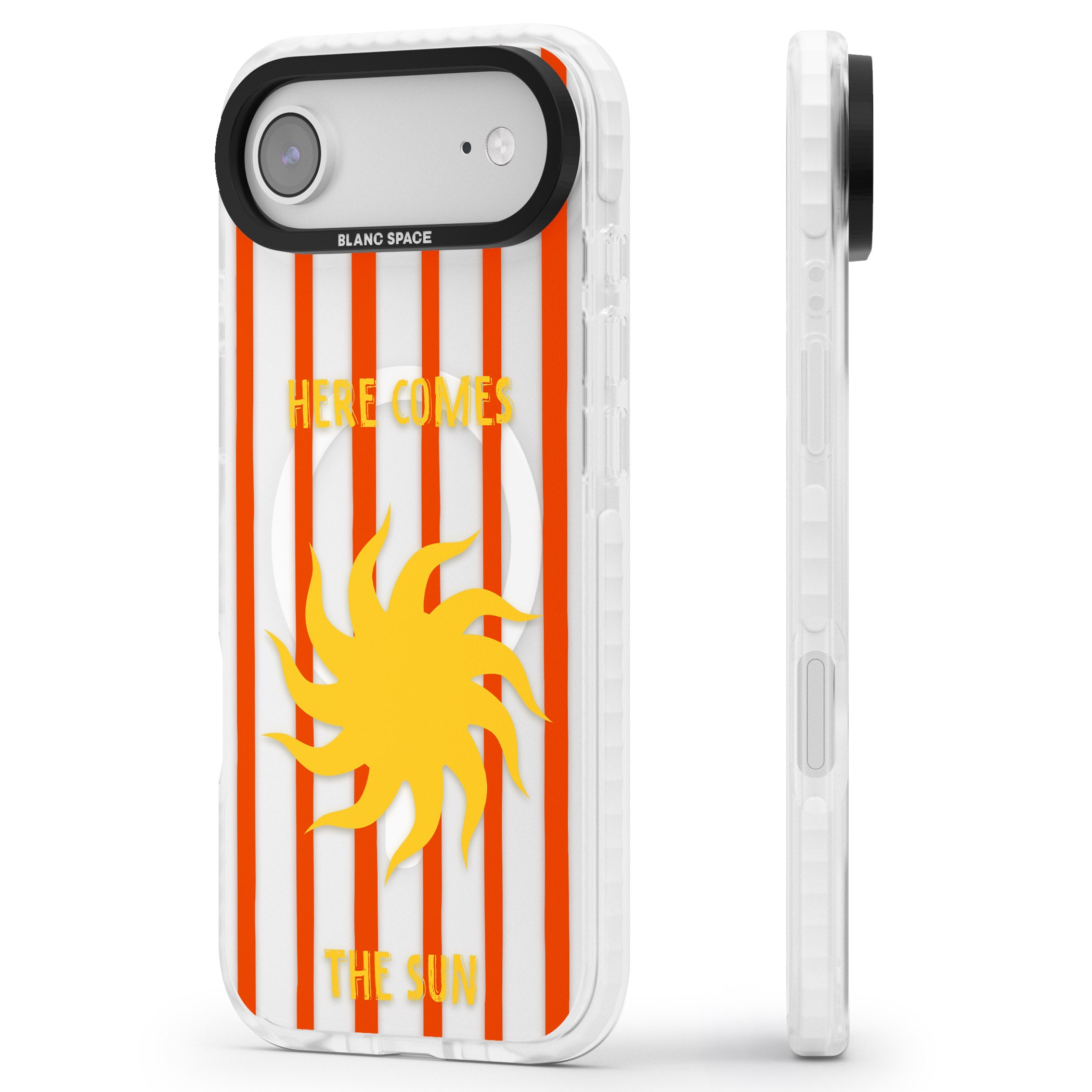 Here Comes The Sun iPhone 17 Air Impact Pro Clear Phone Case Side Profile