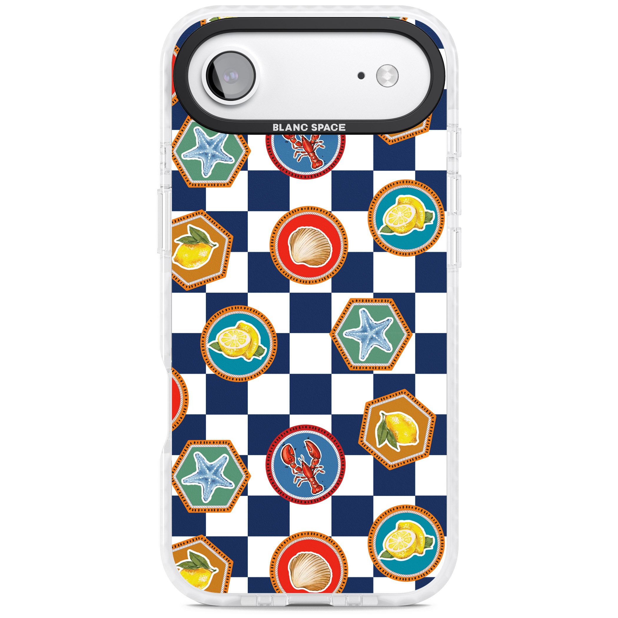 Coastal Check Pattern iPhone 17 Air Impact Pro Clear Phone Case