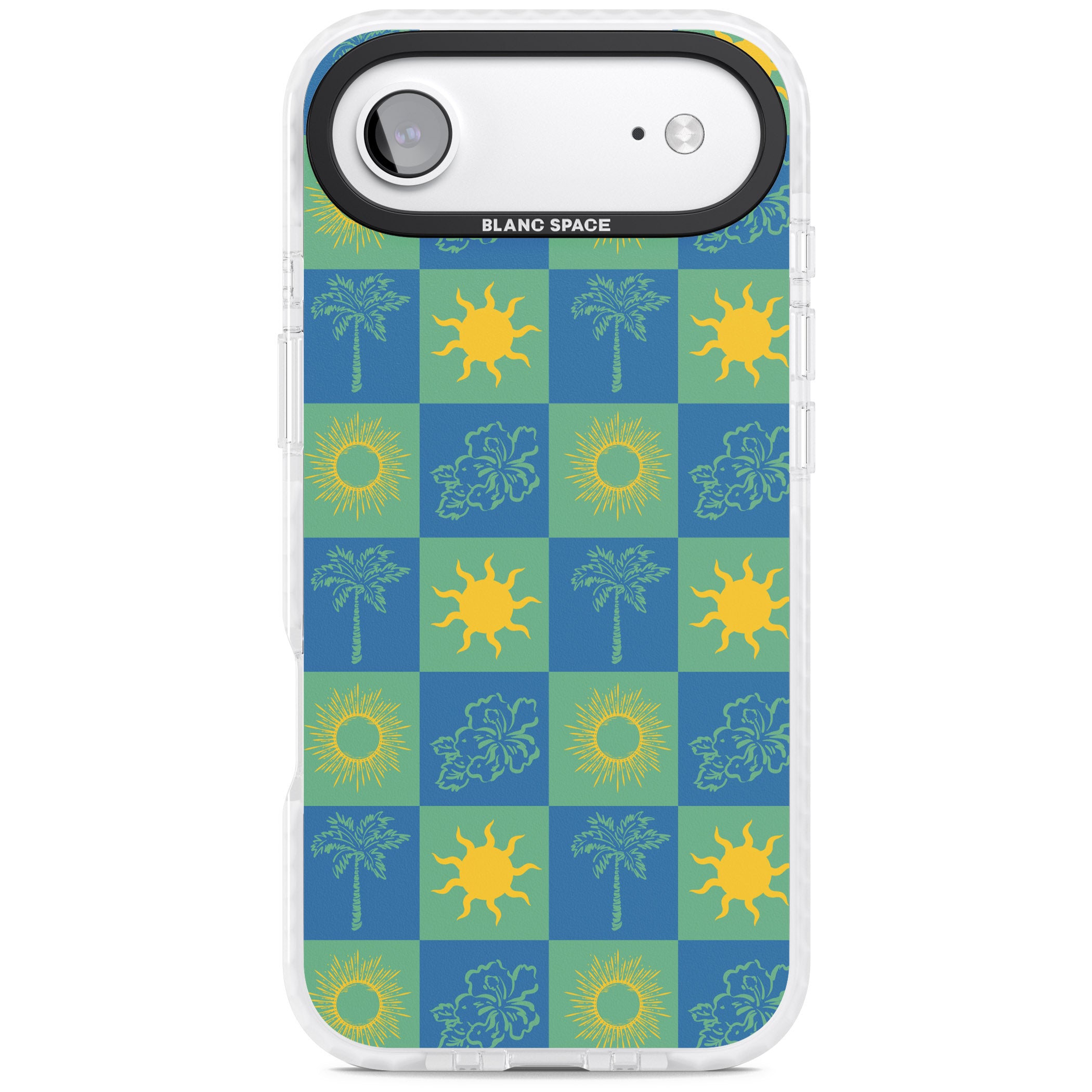 Green & Blue Tropical Checked iPhone 17 Air Impact Pro Clear Phone Case