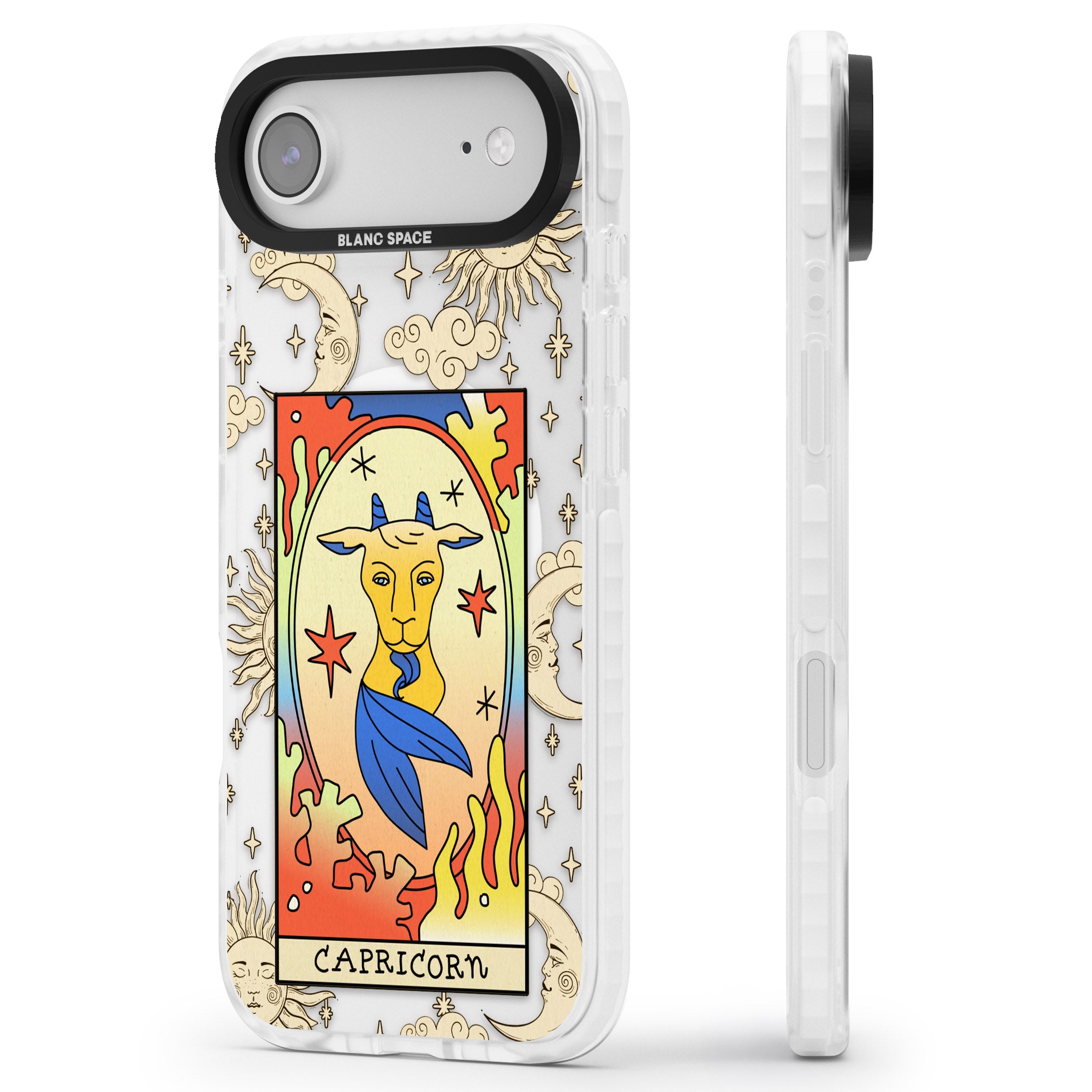 Celestial Zodiac Capricorn iPhone 17 Air Impact Pro Clear Phone Case Side Profile