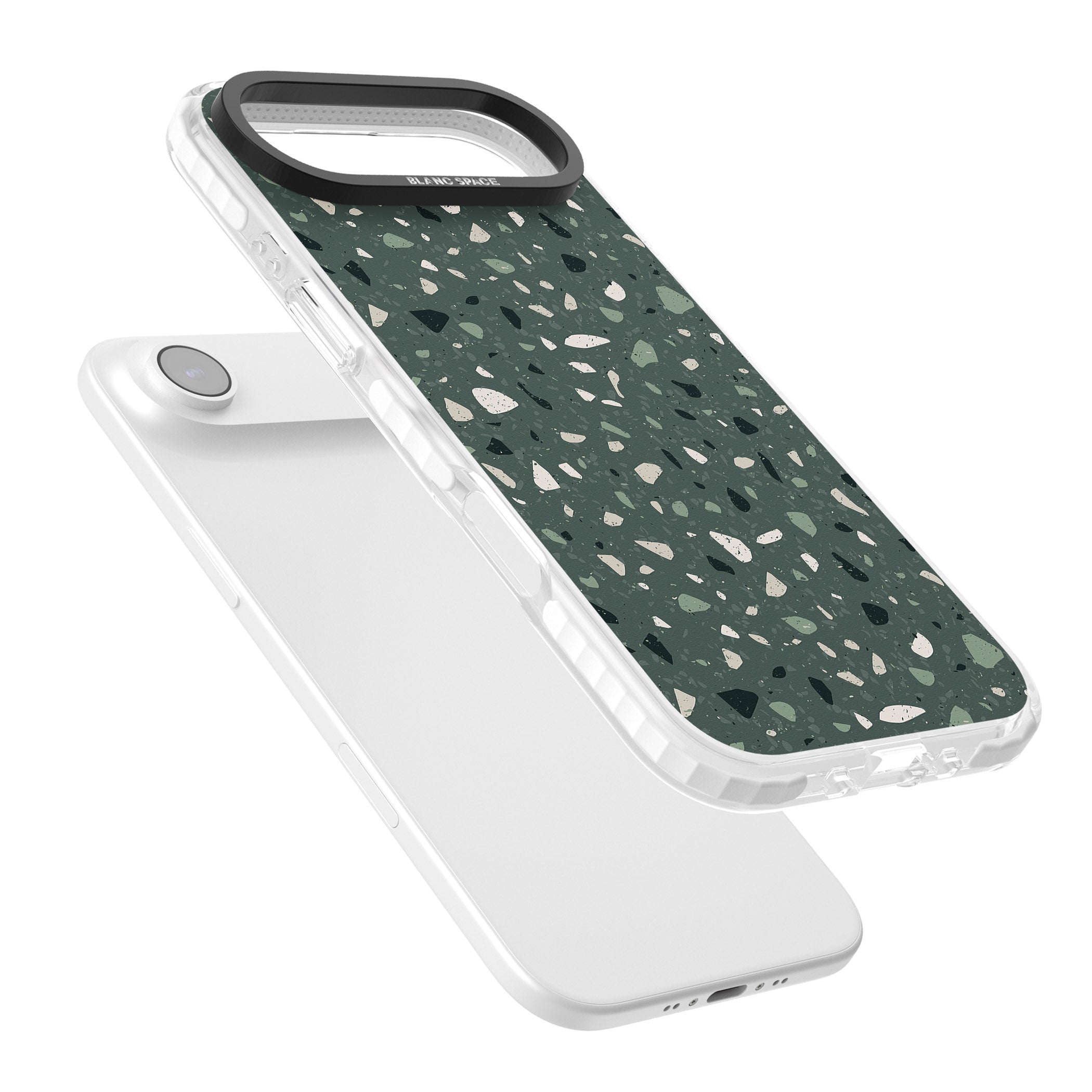 Green & Cream Terrazzo Pattern iPhone 17 Air Impact Pro Clear Phone Case Colours