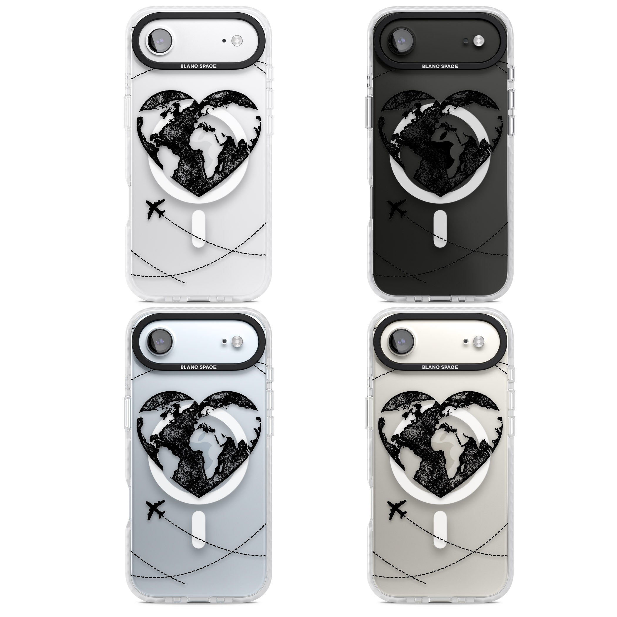 Globe Heart iPhone 17 Air Impact Pro Clear Phone Case APT Impact Protection