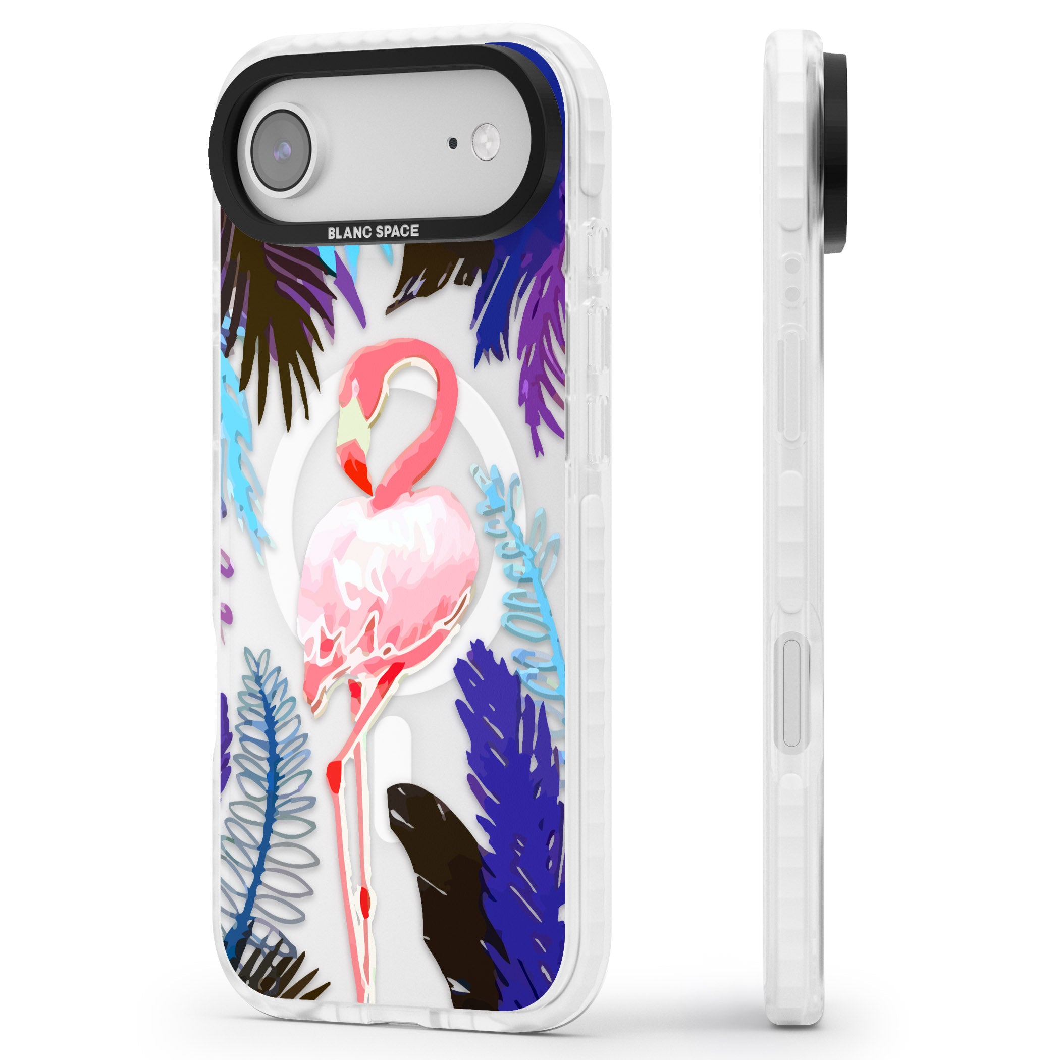 Tropical Flamingo iPhone 17 Air Impact Pro Clear Phone Case Side Profile