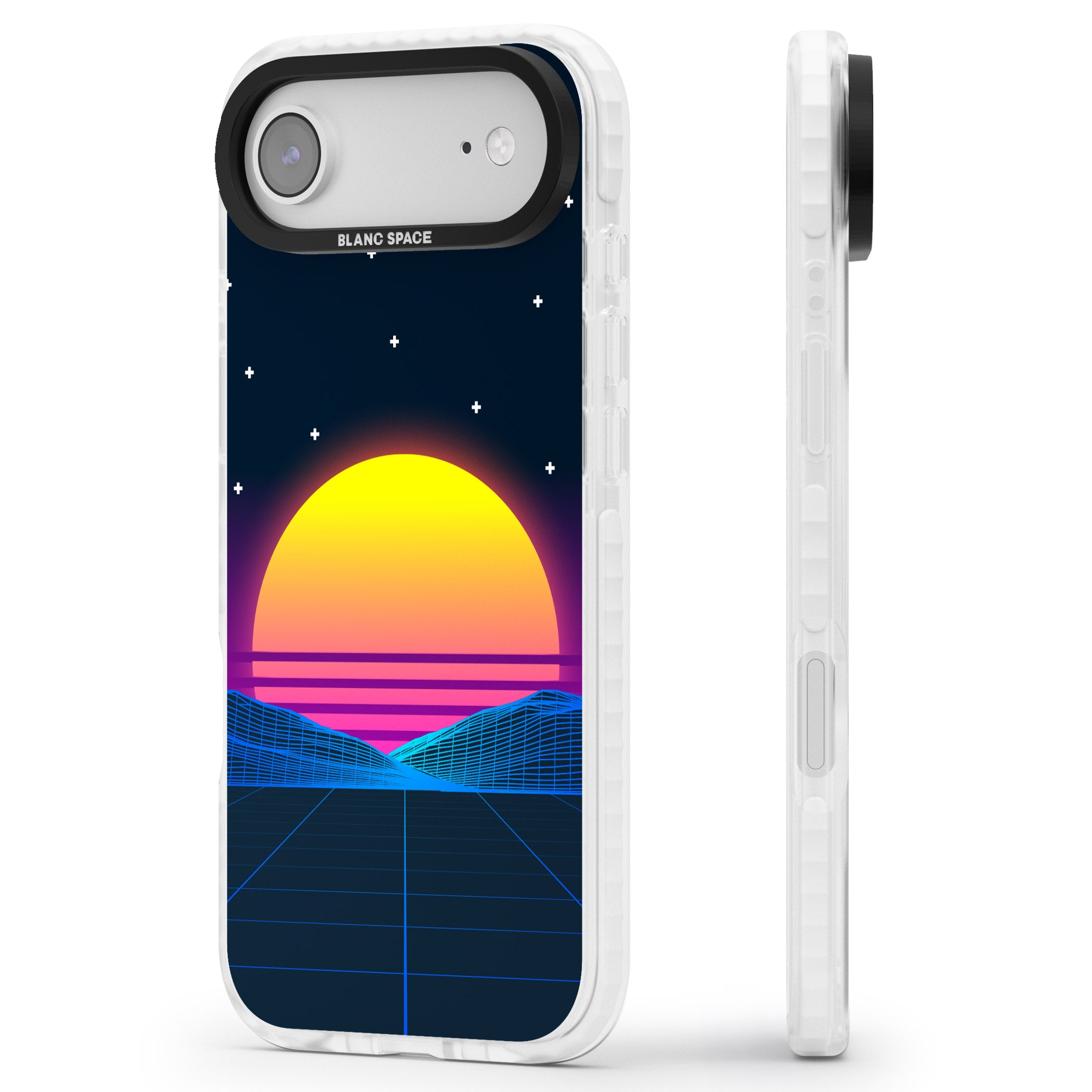 Retro Sunset Vaporwave iPhone 17 Air Impact Pro Clear Phone Case Side Profile