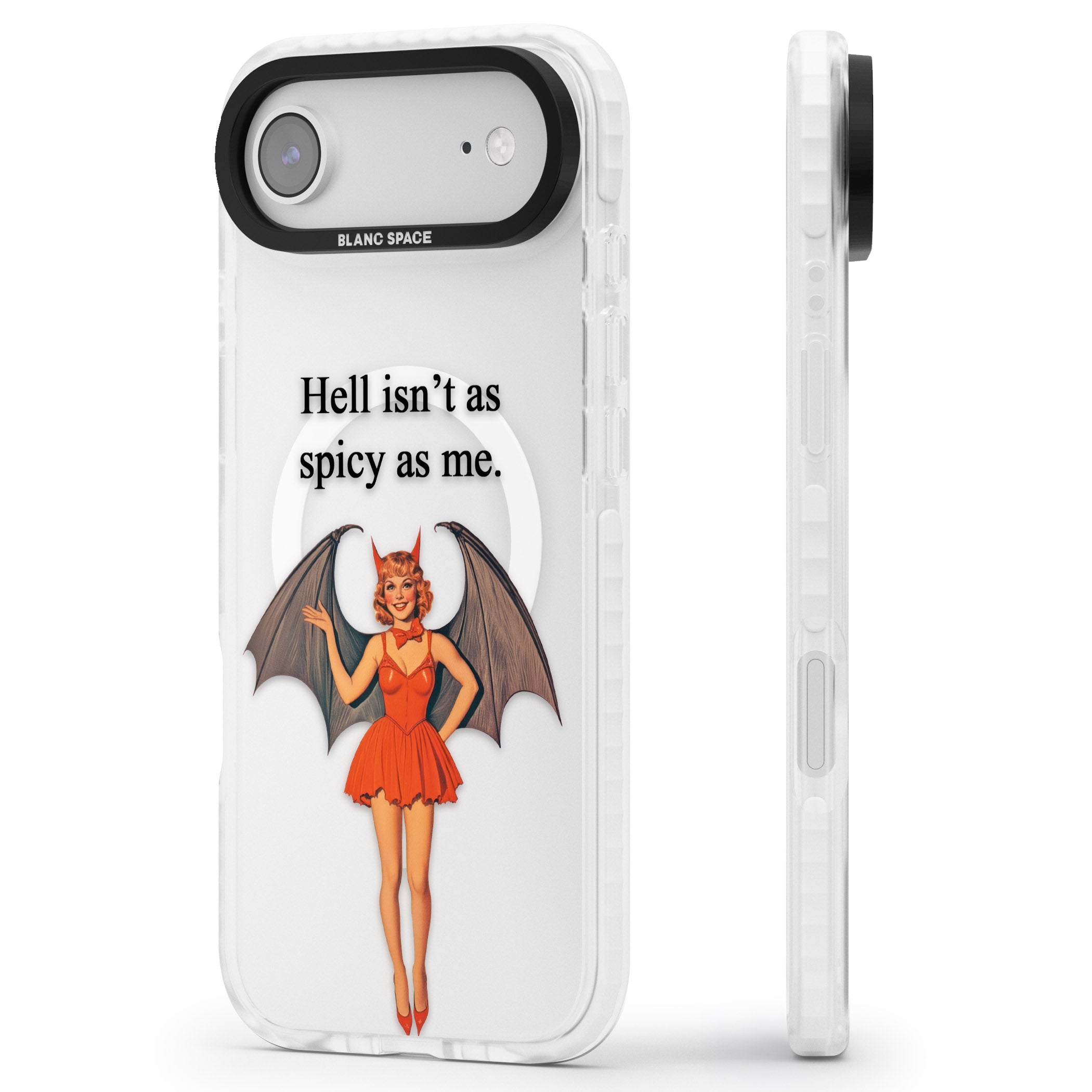 Hell Isnt As Spicy As Me iPhone 17 Air Impact Pro Clear Phone Case Side Profile
