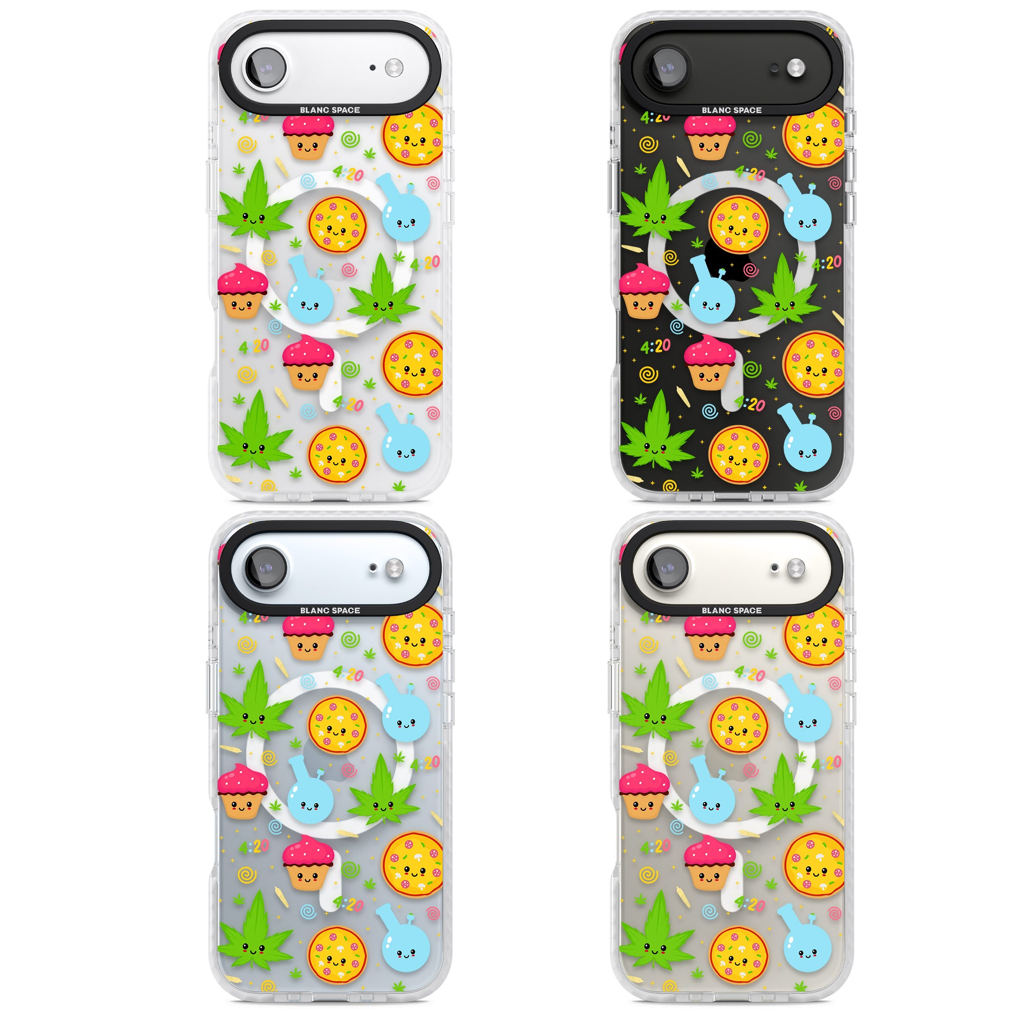 Kawaii Weed Pattern iPhone 17 Air Impact Pro Clear Phone Case APT Impact Protection