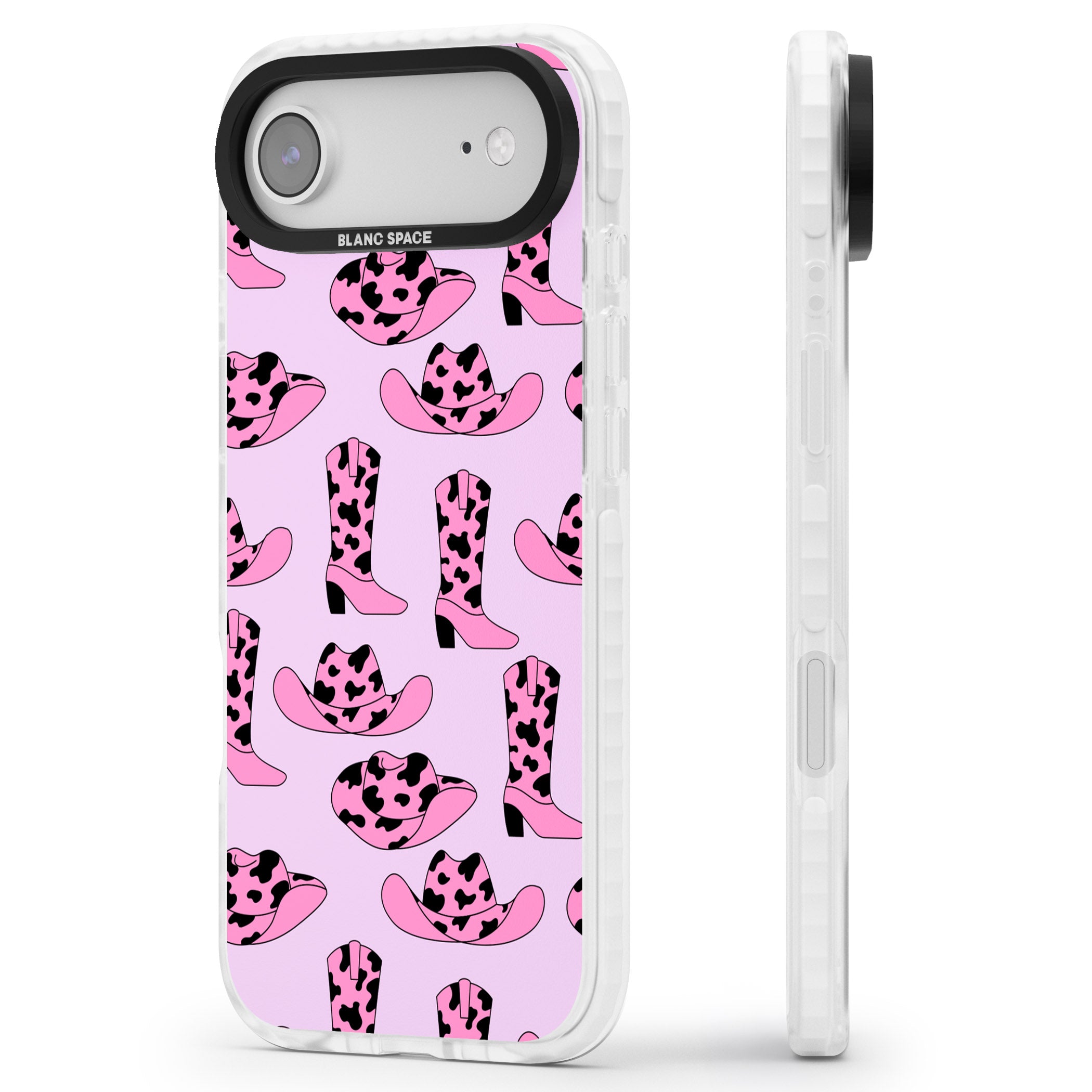 Cow Girl Pattern iPhone 17 Air Impact Pro Clear Phone Case Side Profile