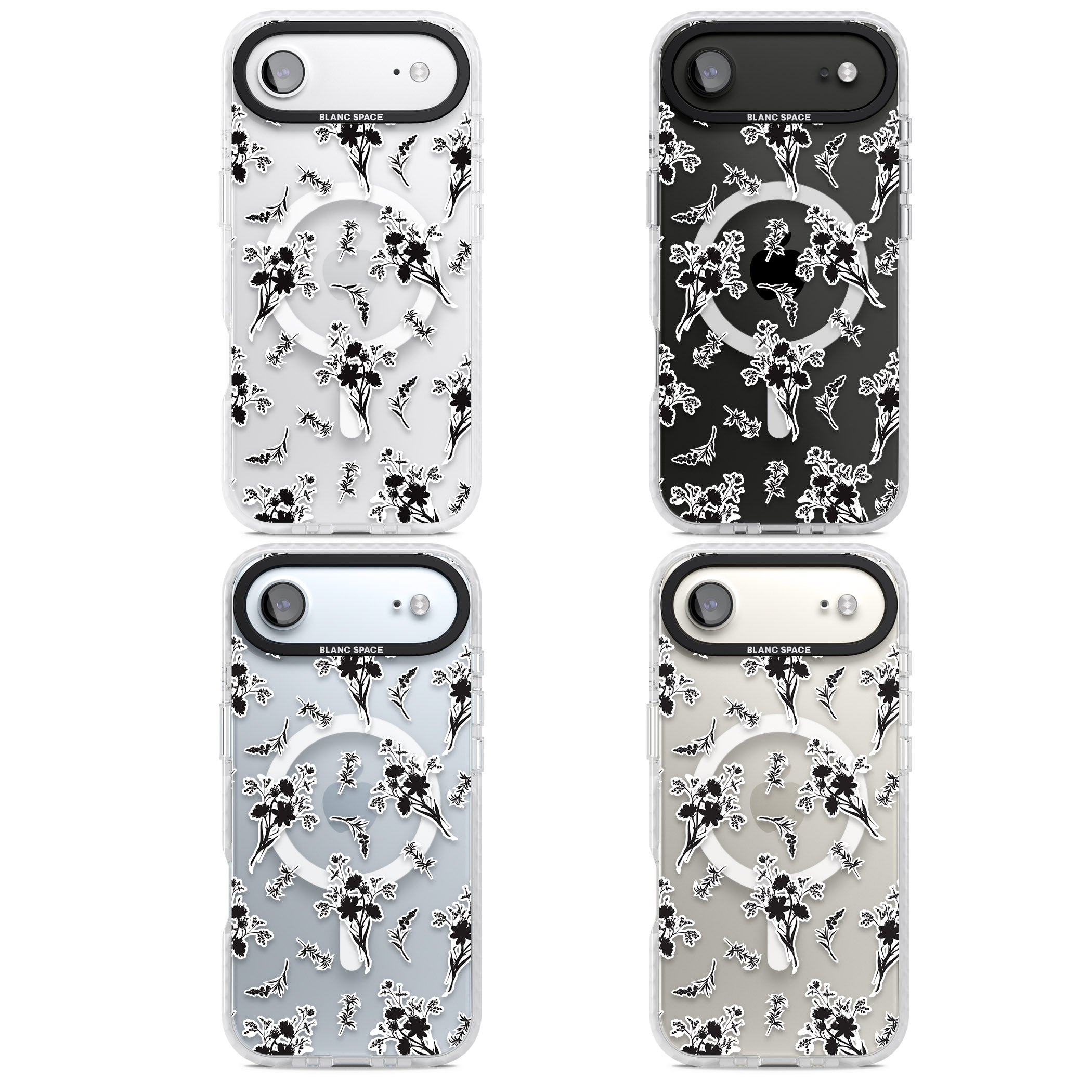 Black Sticker Wildflowers iPhone 17 Air Impact Pro Clear Phone Case APT Impact Protection