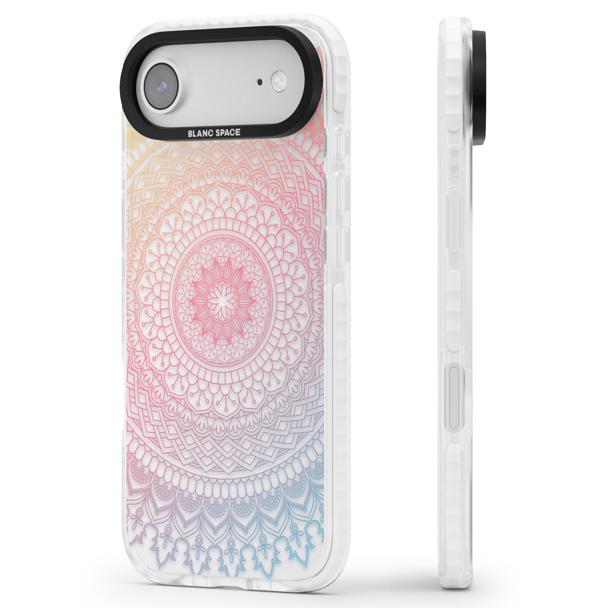 Rainbow Mandala iPhone 17 Air Impact Clear Phone Case Side Profile