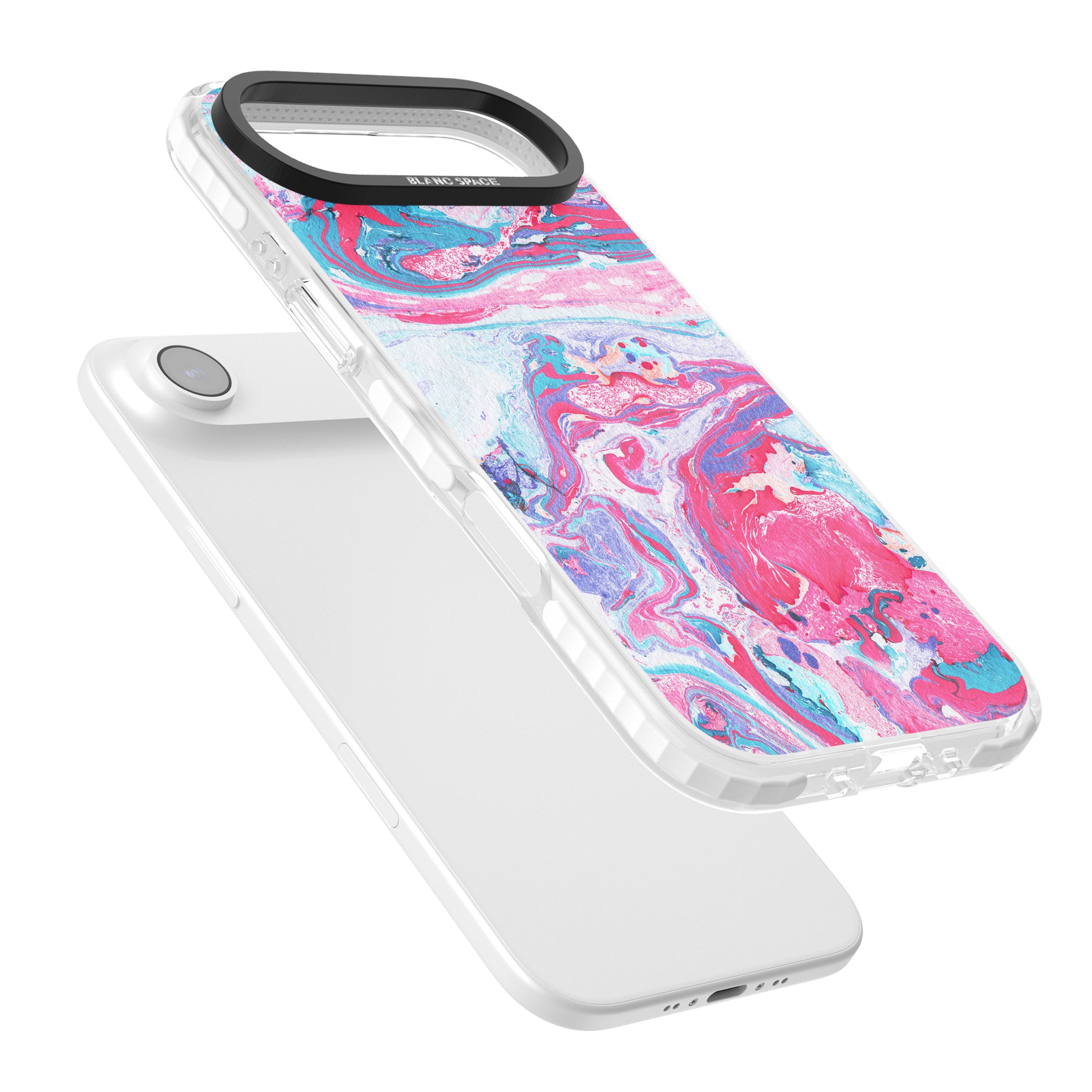 Pink, Blue & Purple Marbled Paper Pattern iPhone 17 Air Impact Clear Phone Case Colours