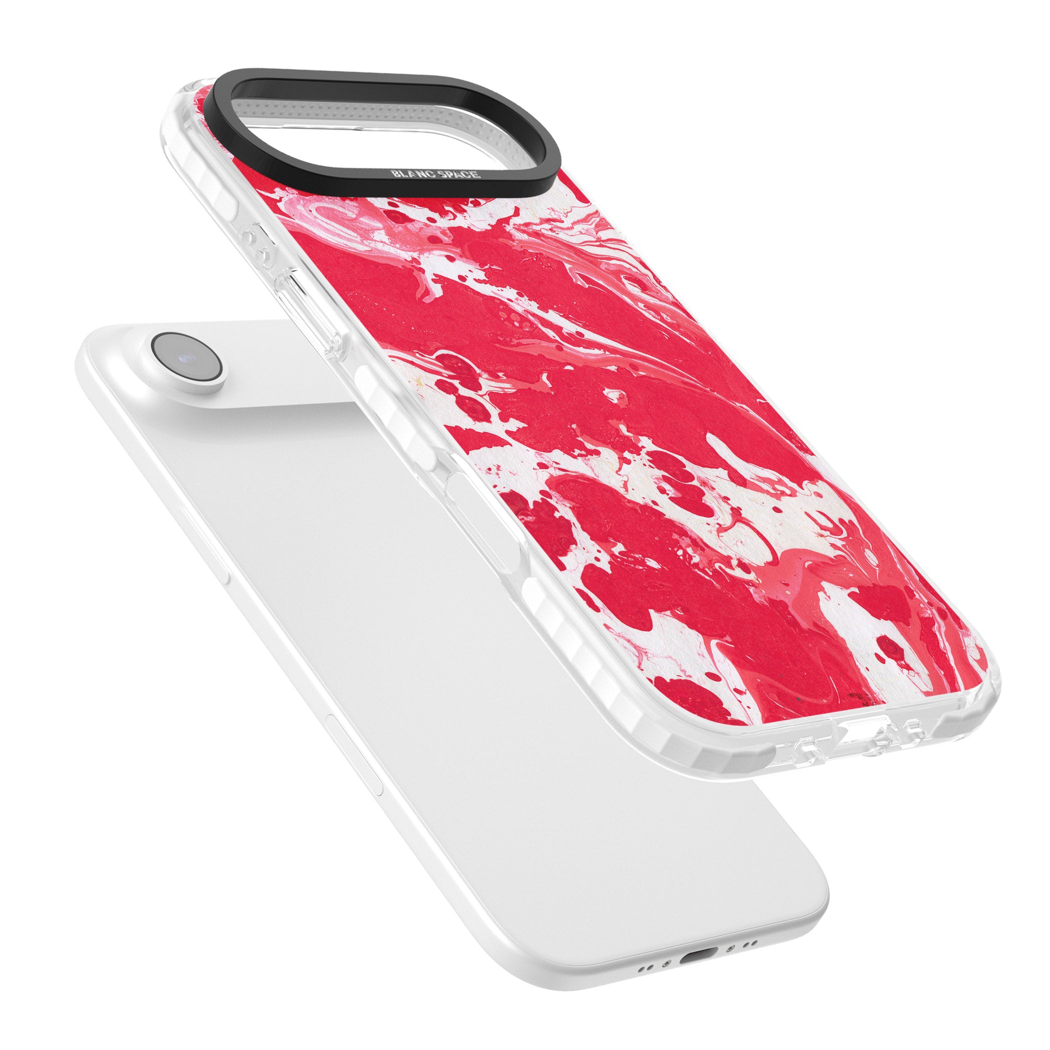 Red & White Marbled iPhone 17 Air Impact Clear Phone Case Colours