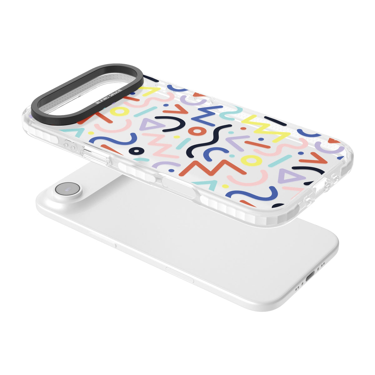 Memphis Retro Pattern iPhone Air Impact Clear Phone Case angled