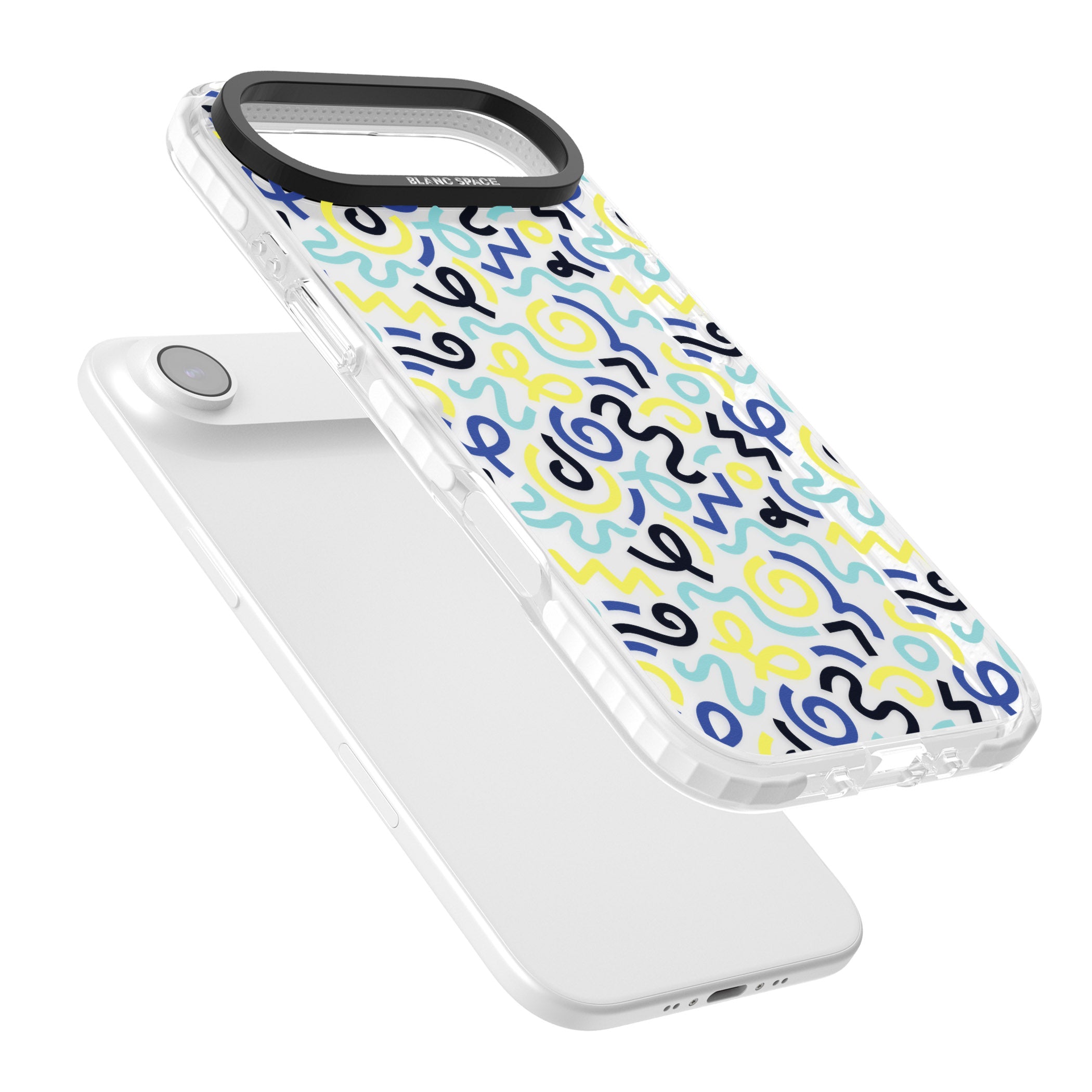 Blue & Yellow Memphis Retro iPhone 17 Air Impact Clear Phone Case Colours
