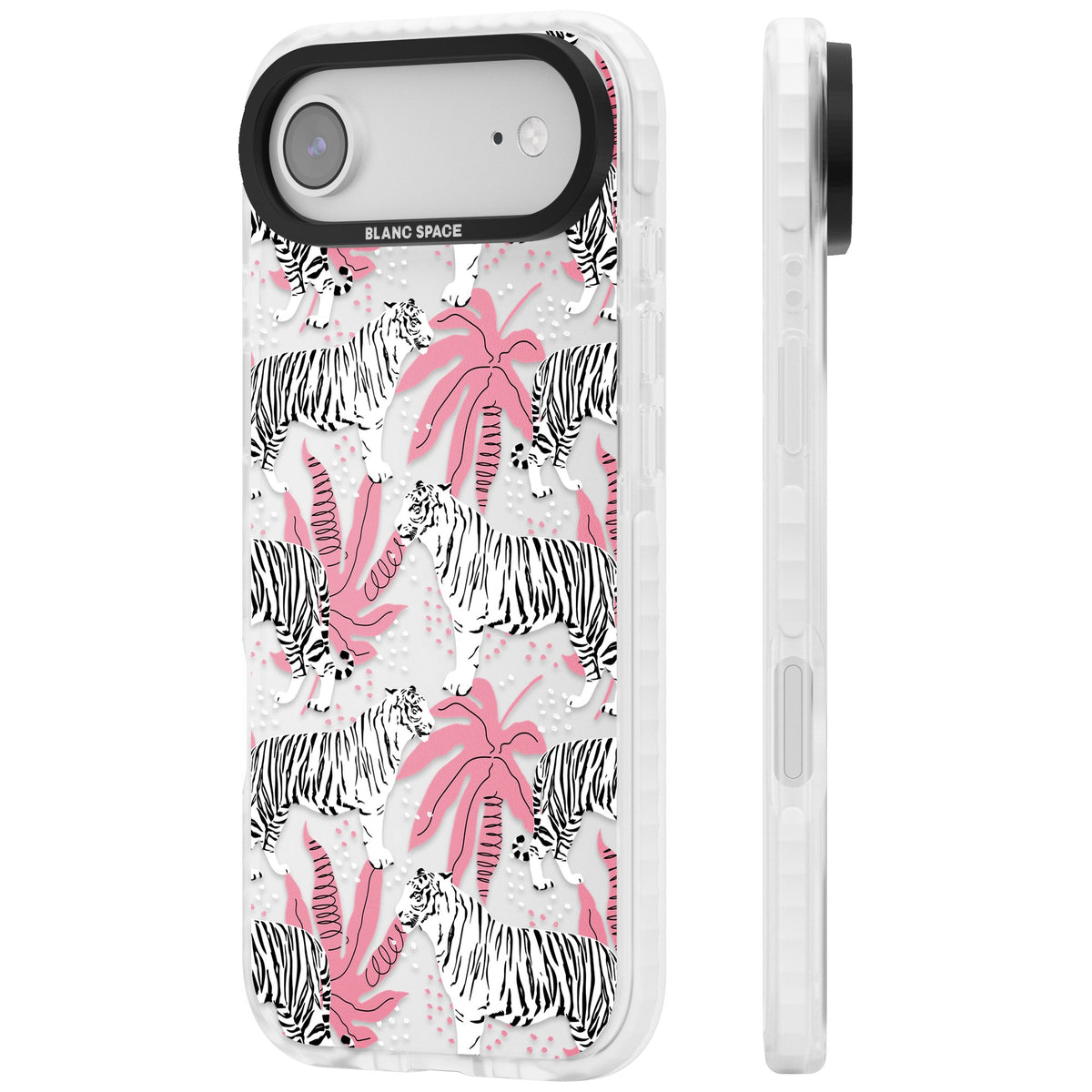 Pink & White Tropical Tigers iPhone Air Impact Clear Phone Case side
