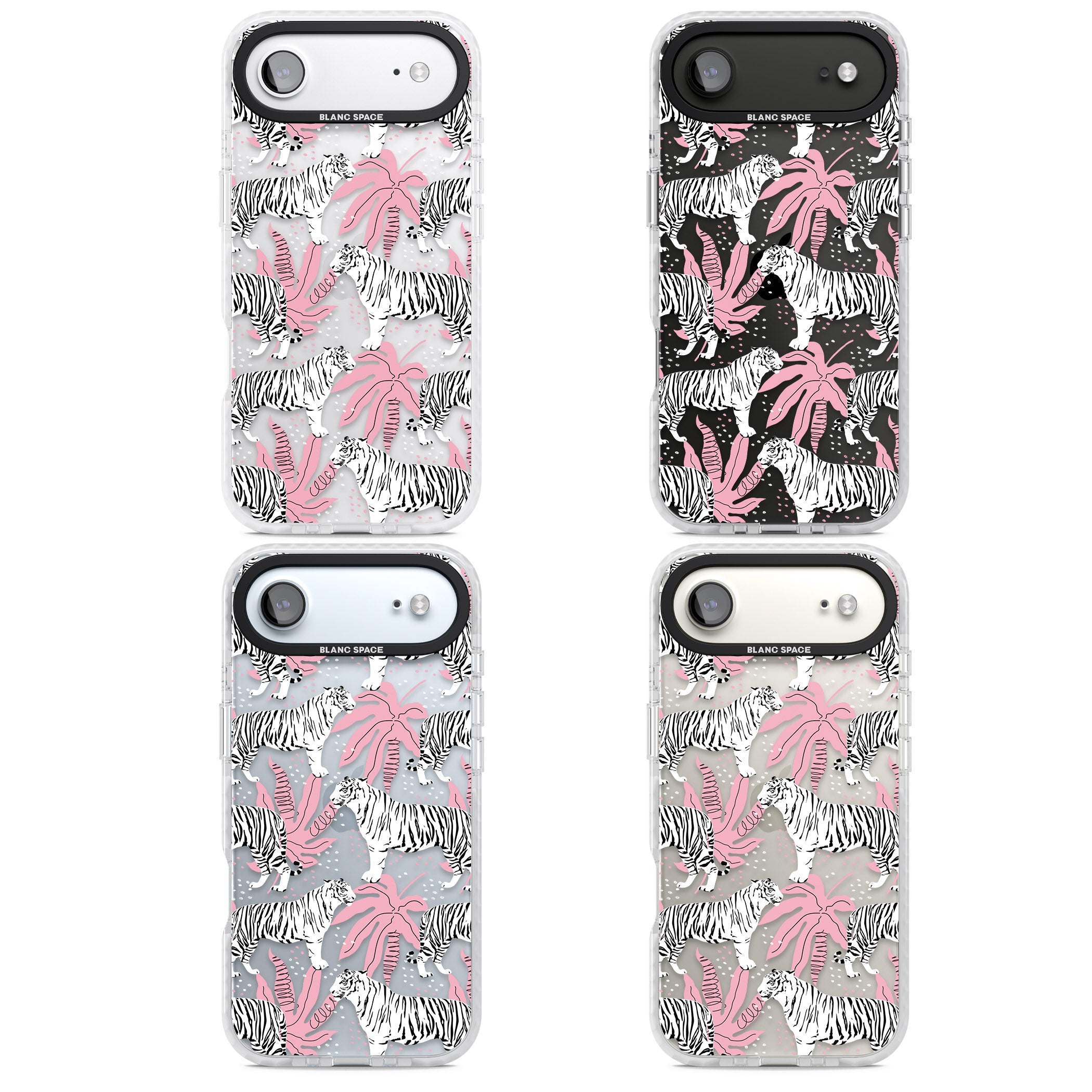 Pink & White Tropical Tigers iPhone 17 Air Impact Clear Phone Case APT Impact Protection