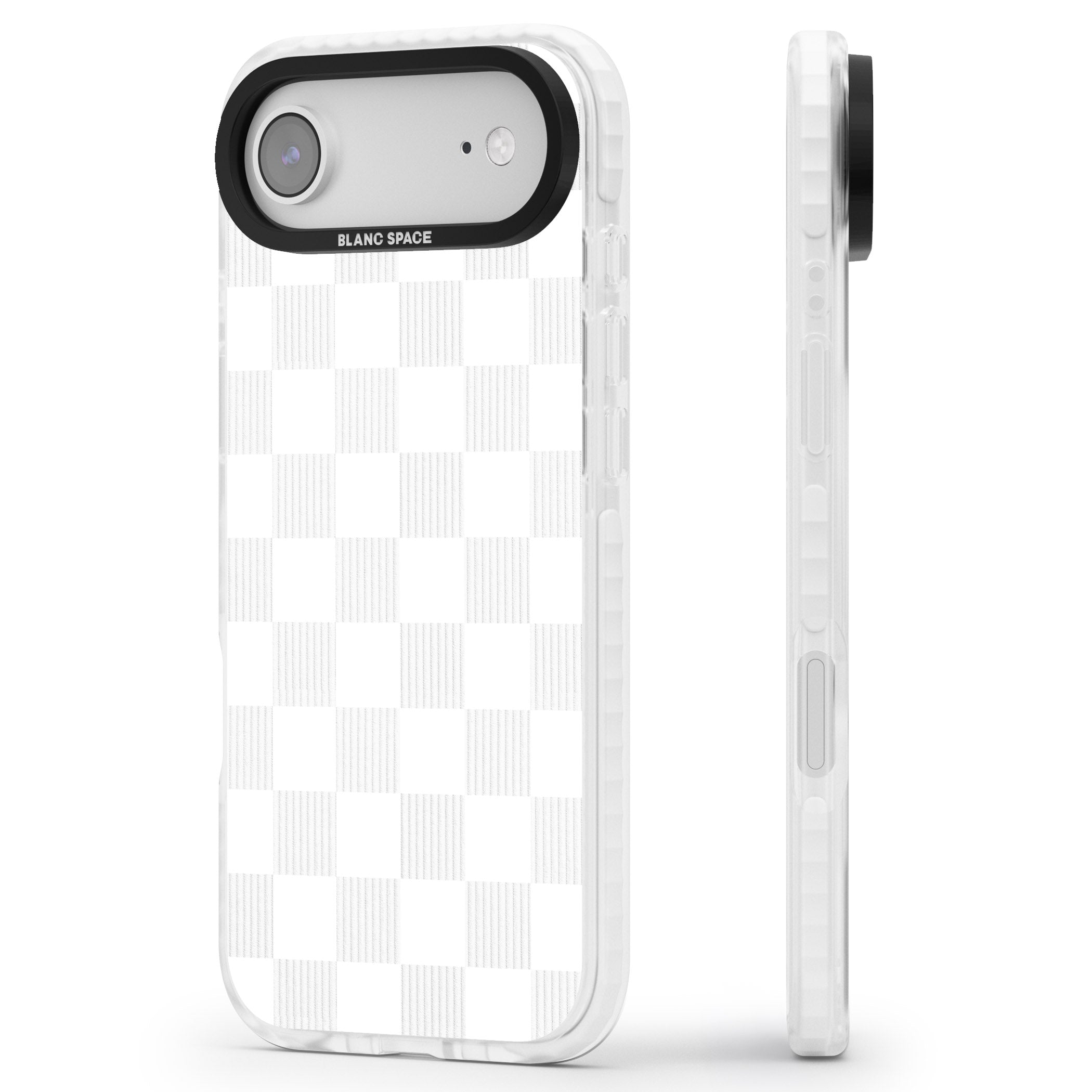 White Checkered iPhone 17 Air Impact Clear Phone Case Side Profile